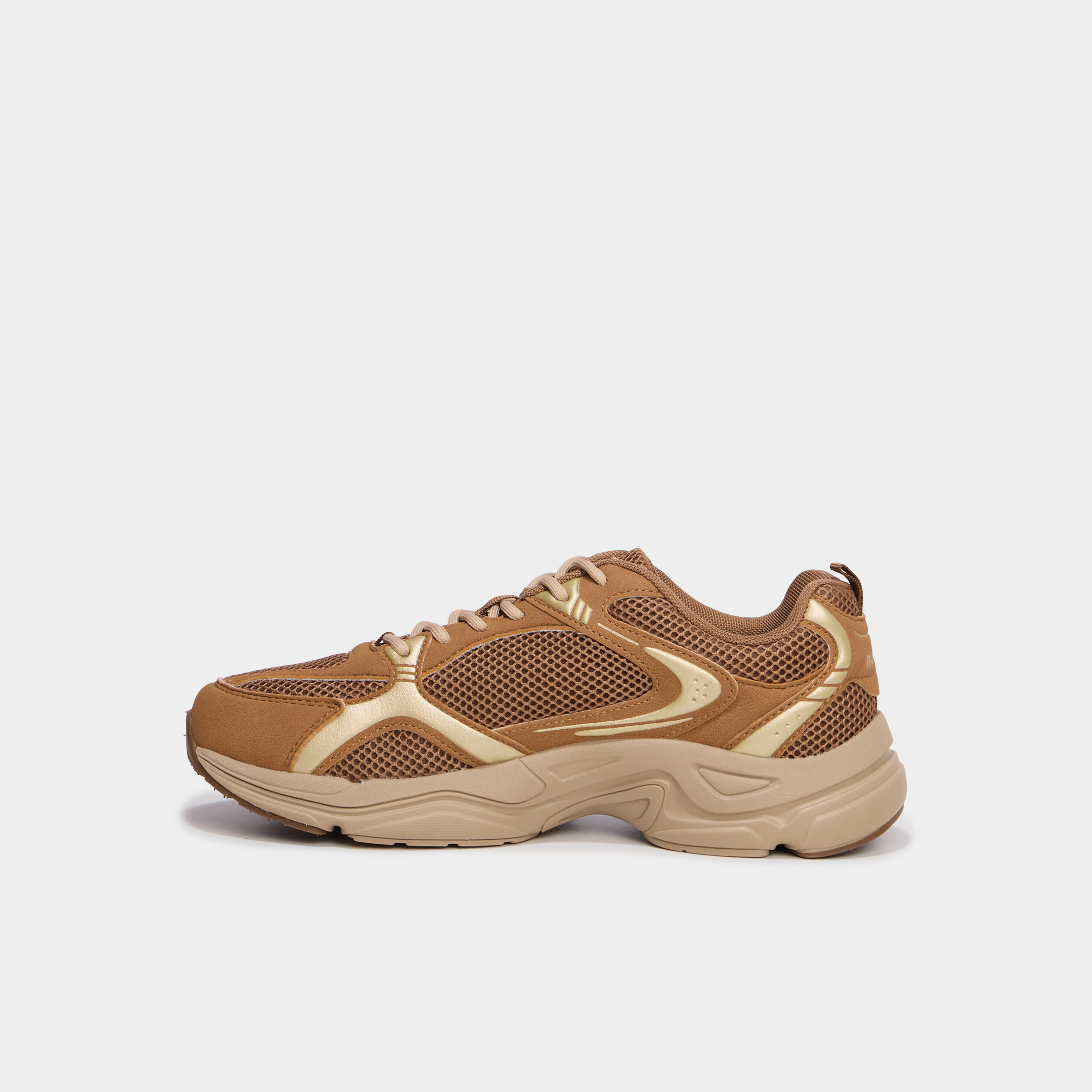 Baskets running &agrave; lacets marron femme