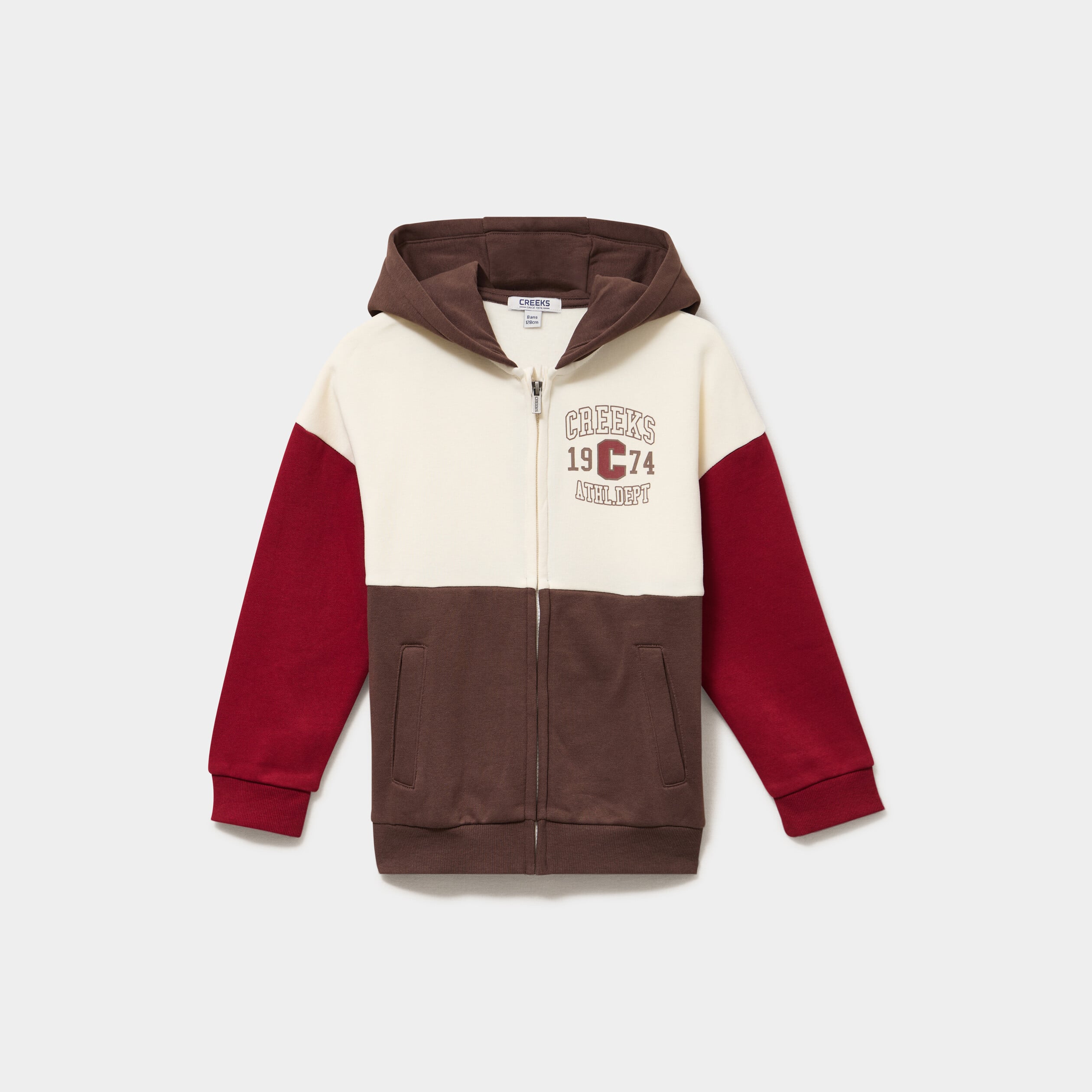 Sweat zipp&eacute; &agrave; capuche molletonn&eacute; marron fonc&eacute; gar&ccedil;on