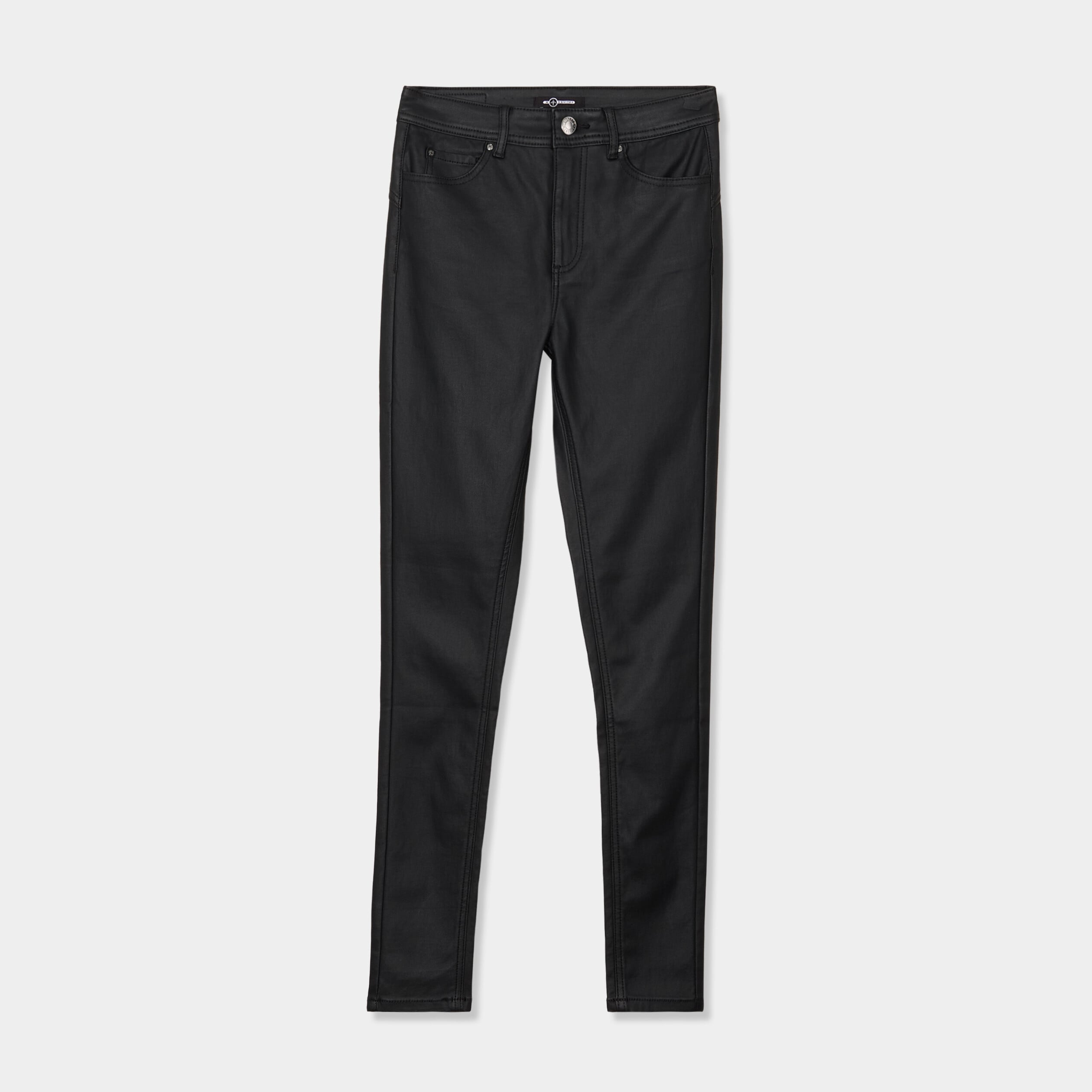 Pantalon enduit skinny push-up noir femme