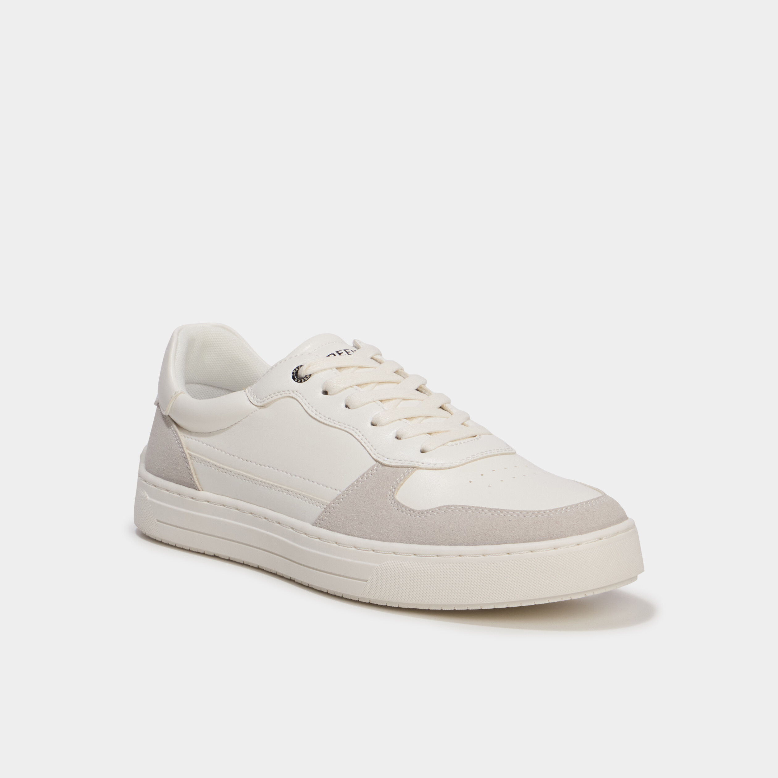 Baskets &agrave; lacets bi-mati&egrave;res blanc homme
