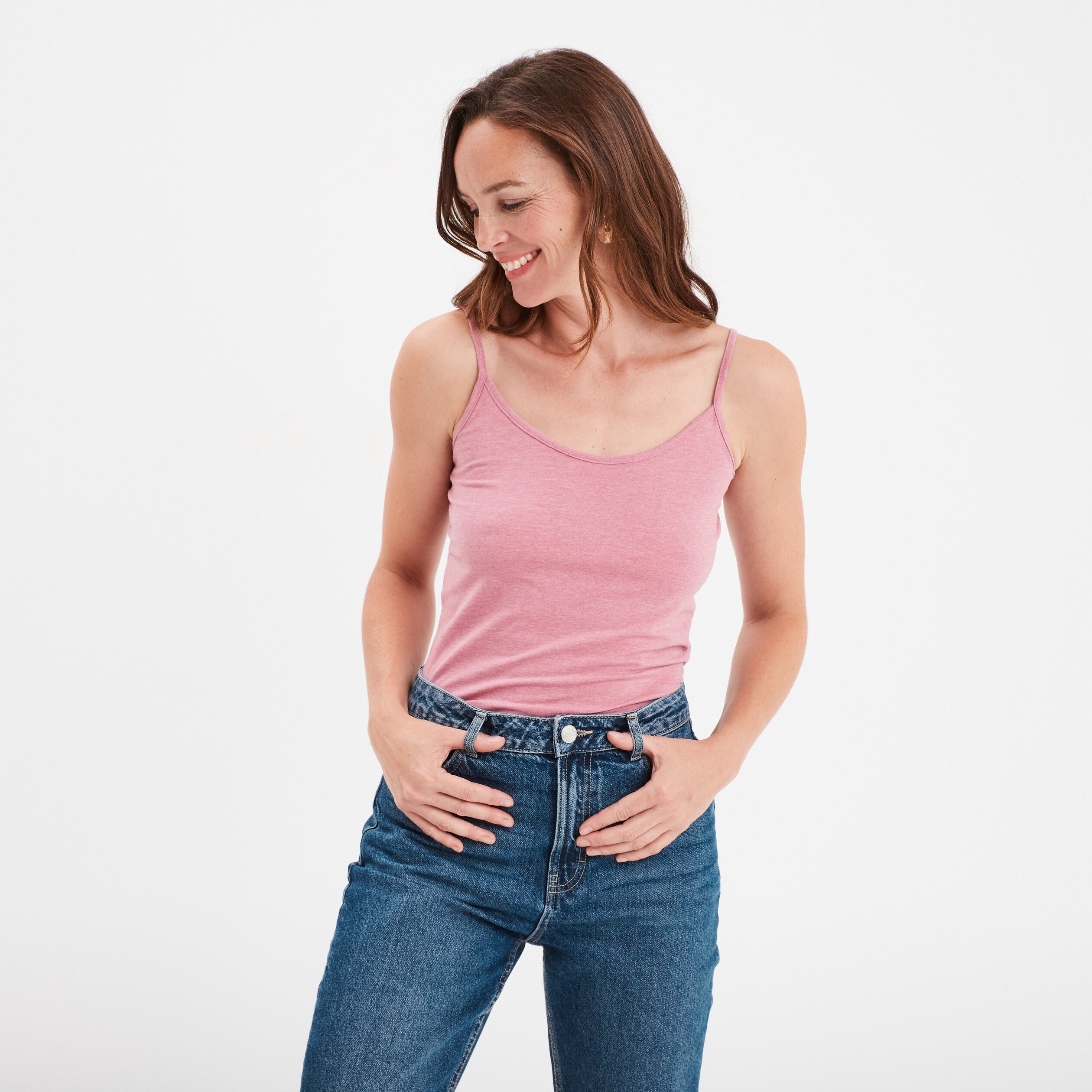 Débardeur bretelles fines réglables vieux rose femme