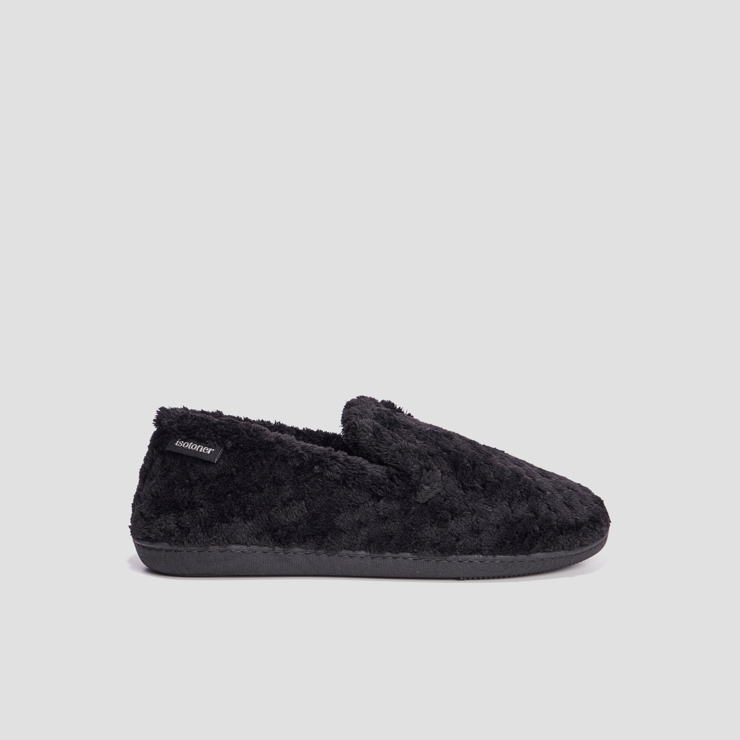 Pantoufles anti-d&eacute;rapantes fourr&eacute;es noir femme