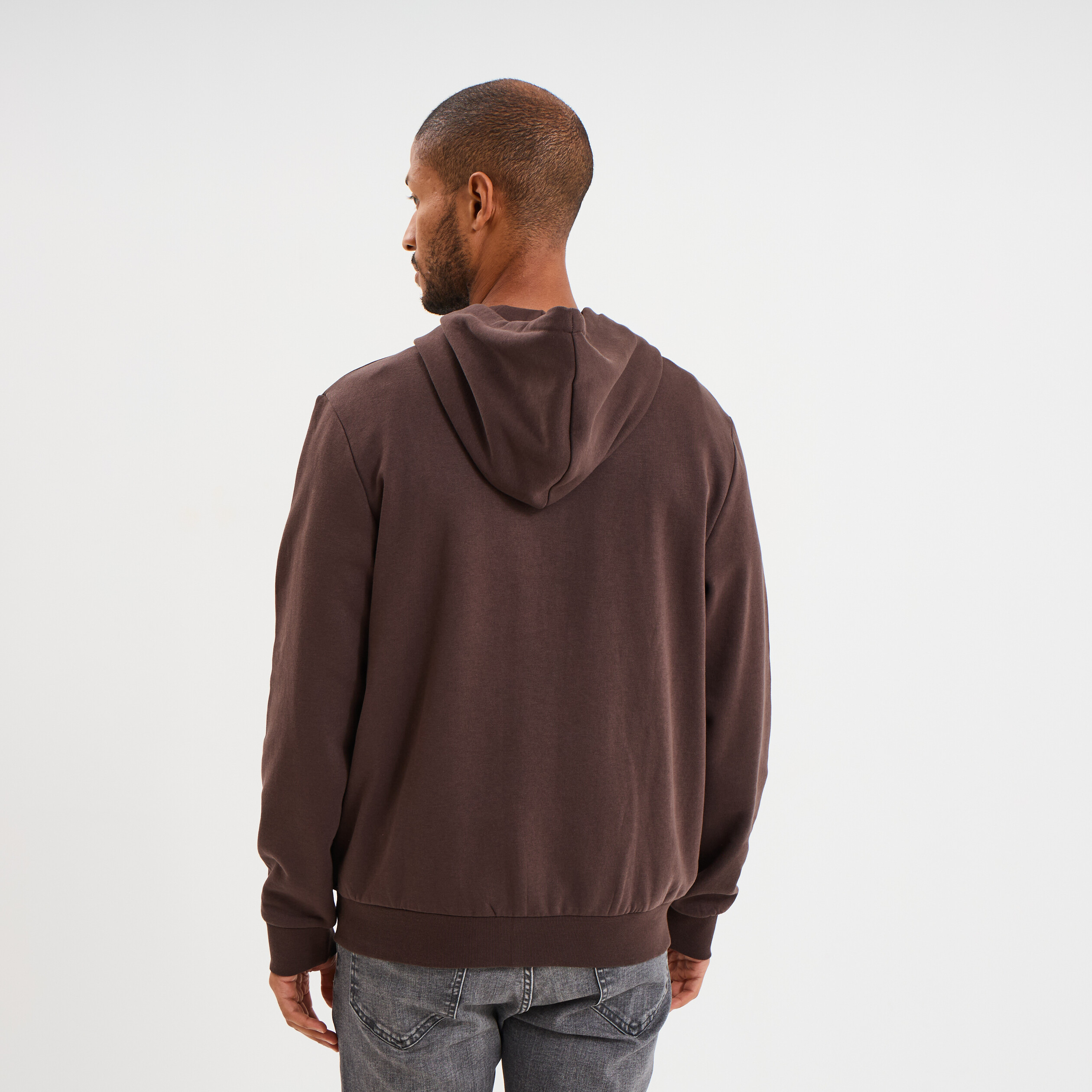 sweat zippe molleton a capuche marron fonce homme Sweat zippé molleton à capuche marron foncé homme