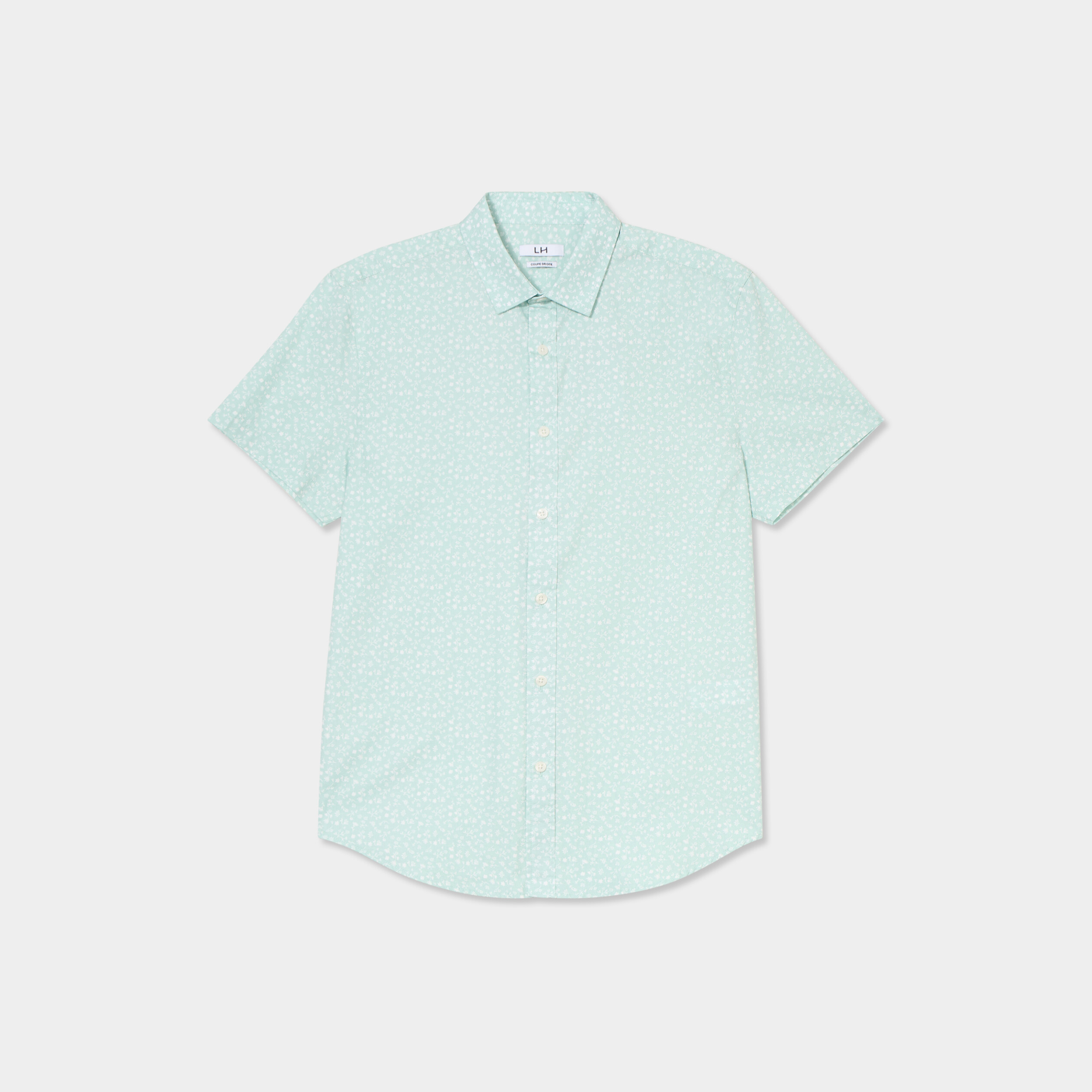 Chemise verte CRISTIFLY – Gaze de coton, coupe courte et ample, manches courtes