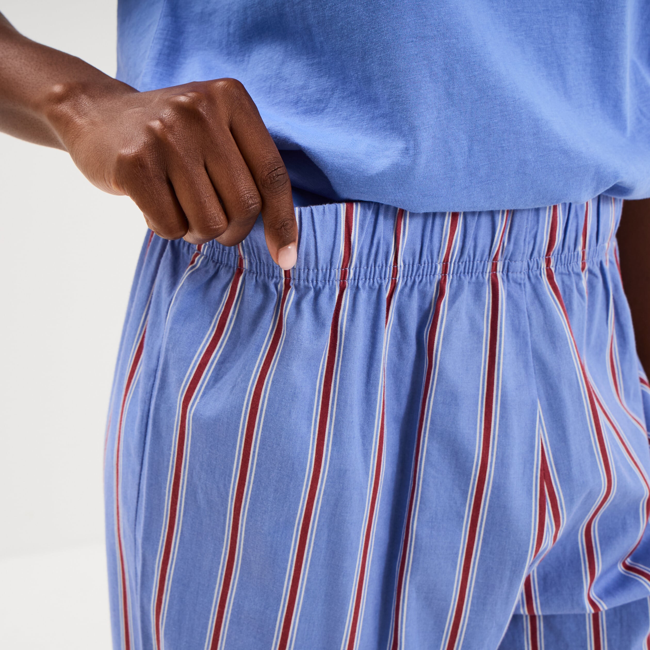 Pantalon de pyjama droit coton bleu femme
