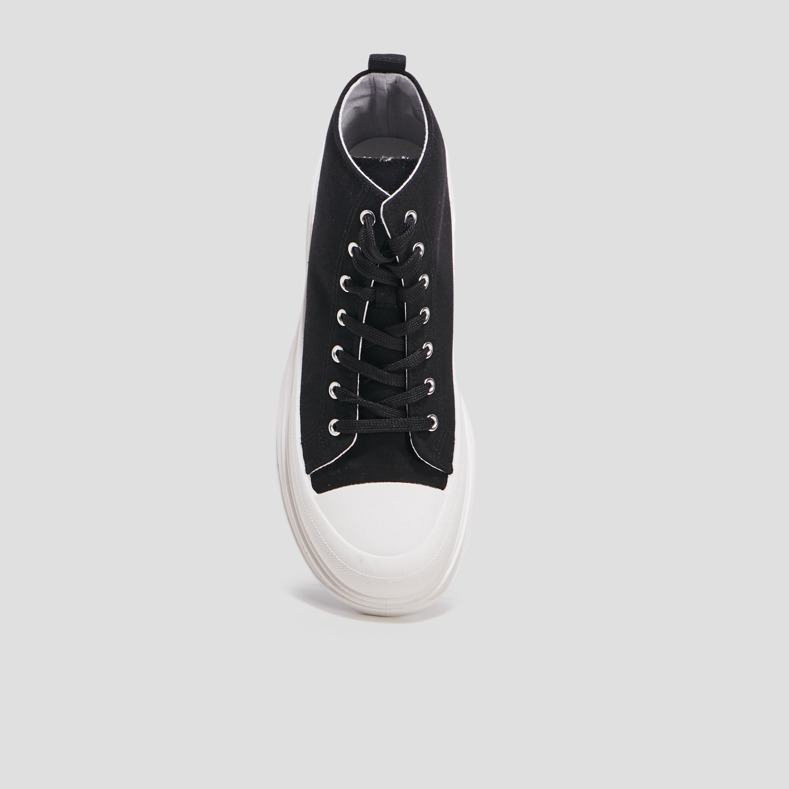baskets montantes a lacets en toile noir femme Baskets montantes à lacets en toile noir femme