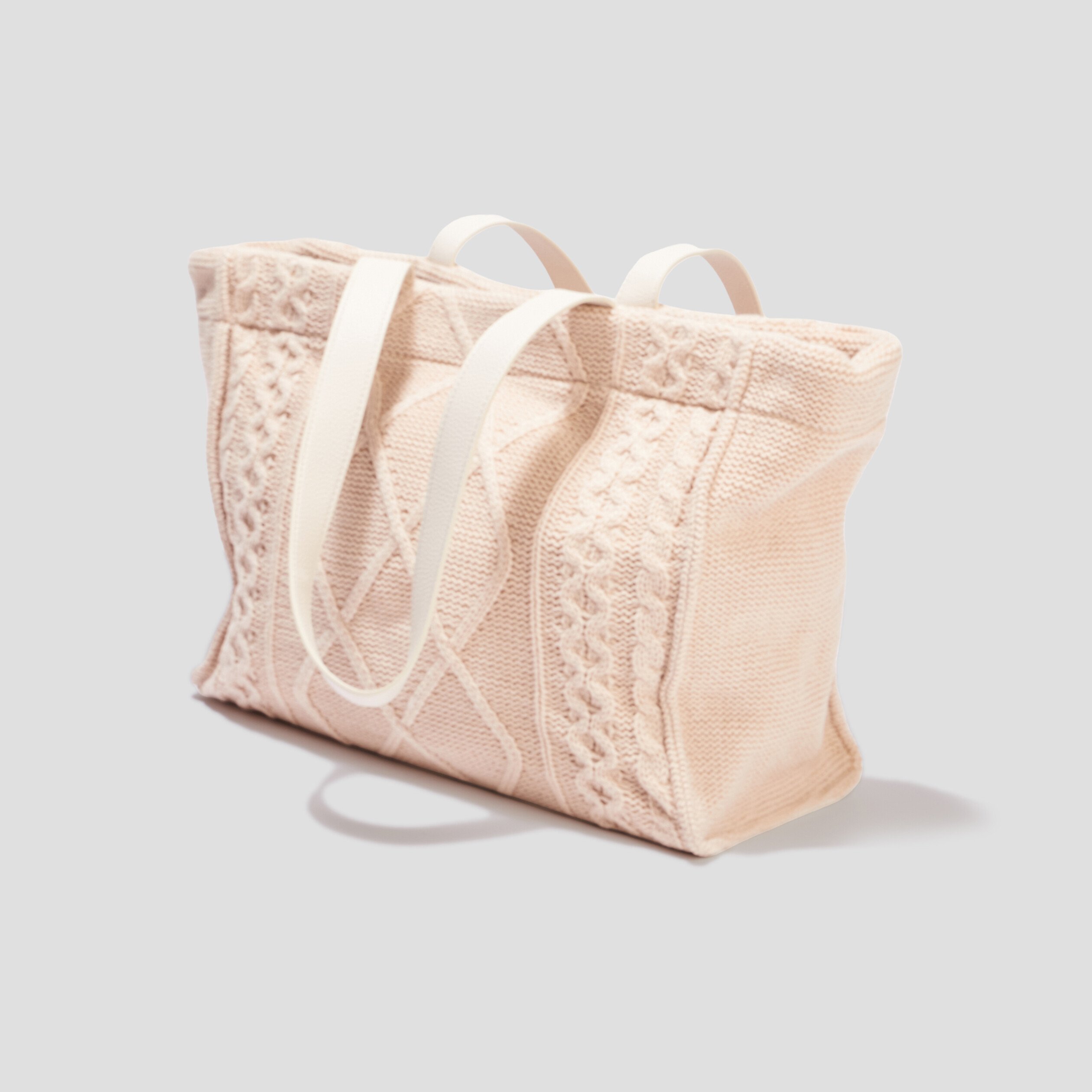 sac shopper aspect tricote sable femme Sac shopper aspect tricoté sable femme