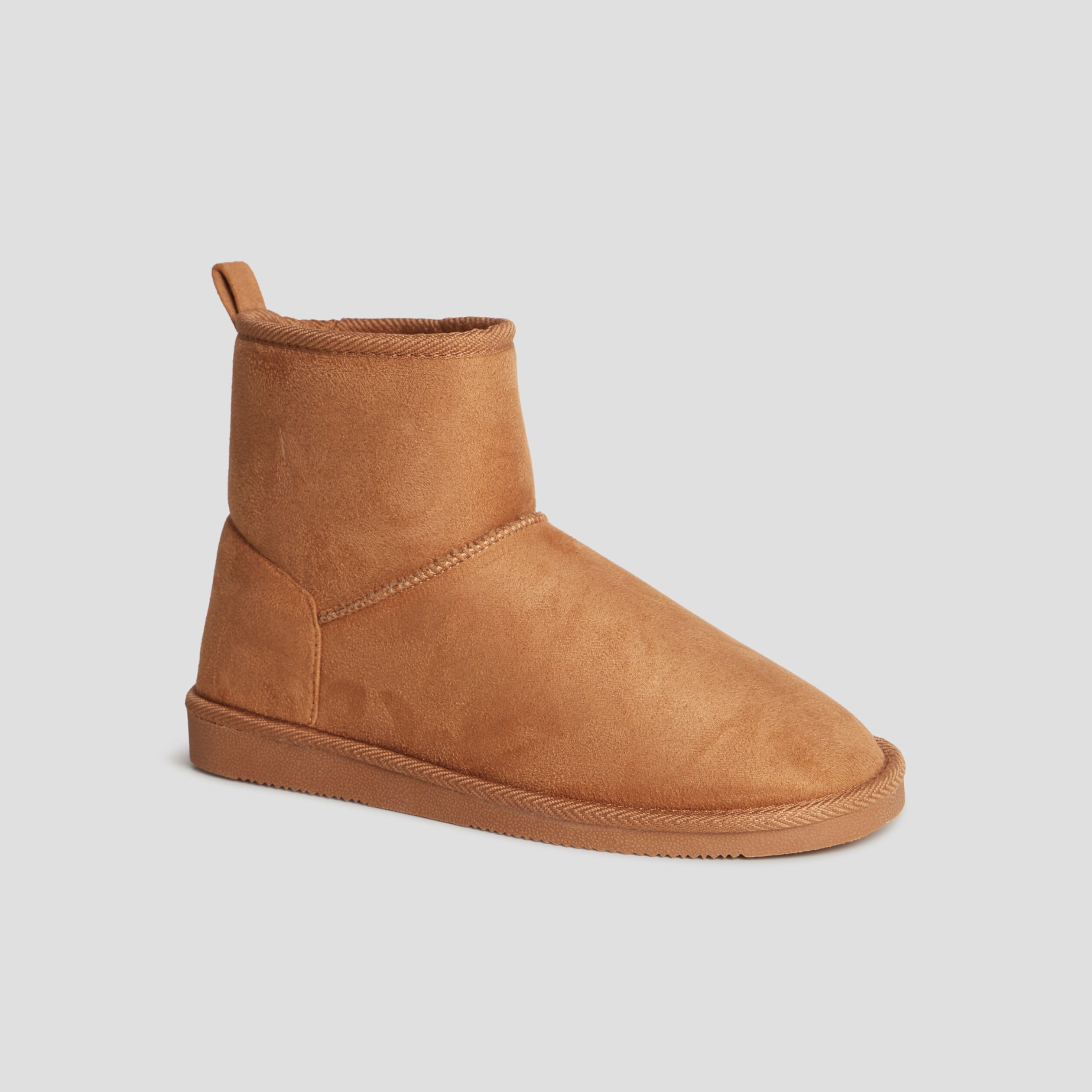 Bottines fourr&eacute;es effet su&eacute;dine sable femme