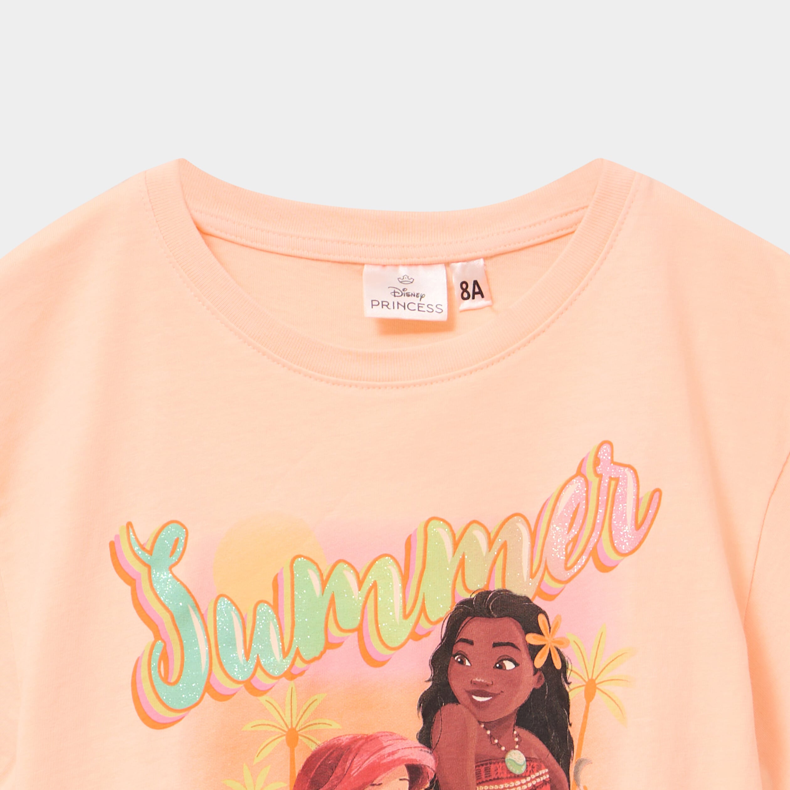 T-shirt manches courtes coton Vaiana orange fluo fille