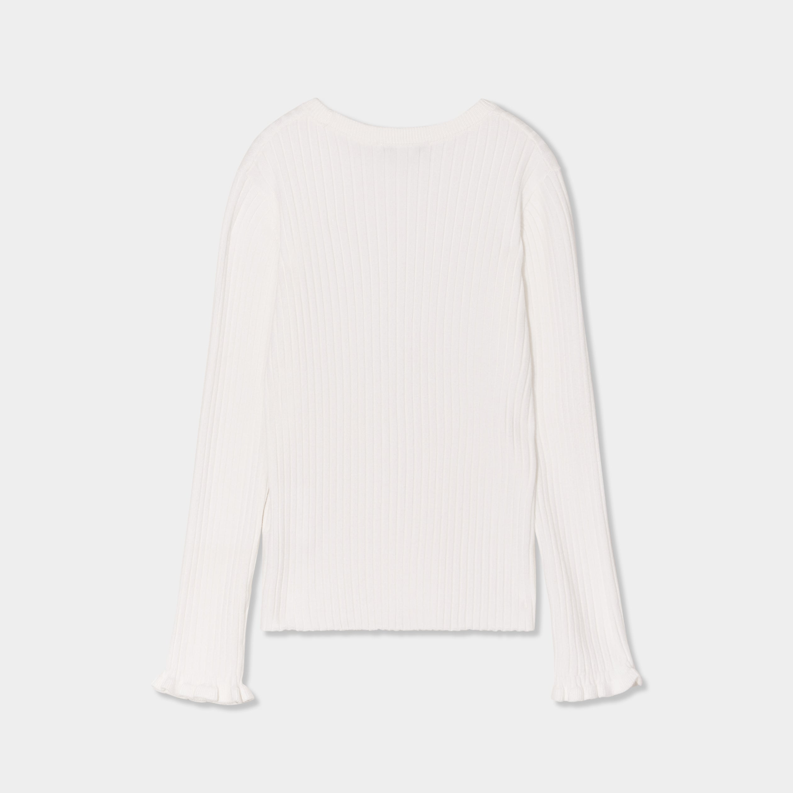Pull c&ocirc;tel&eacute; ajust&eacute; manches longues ivoire fille
