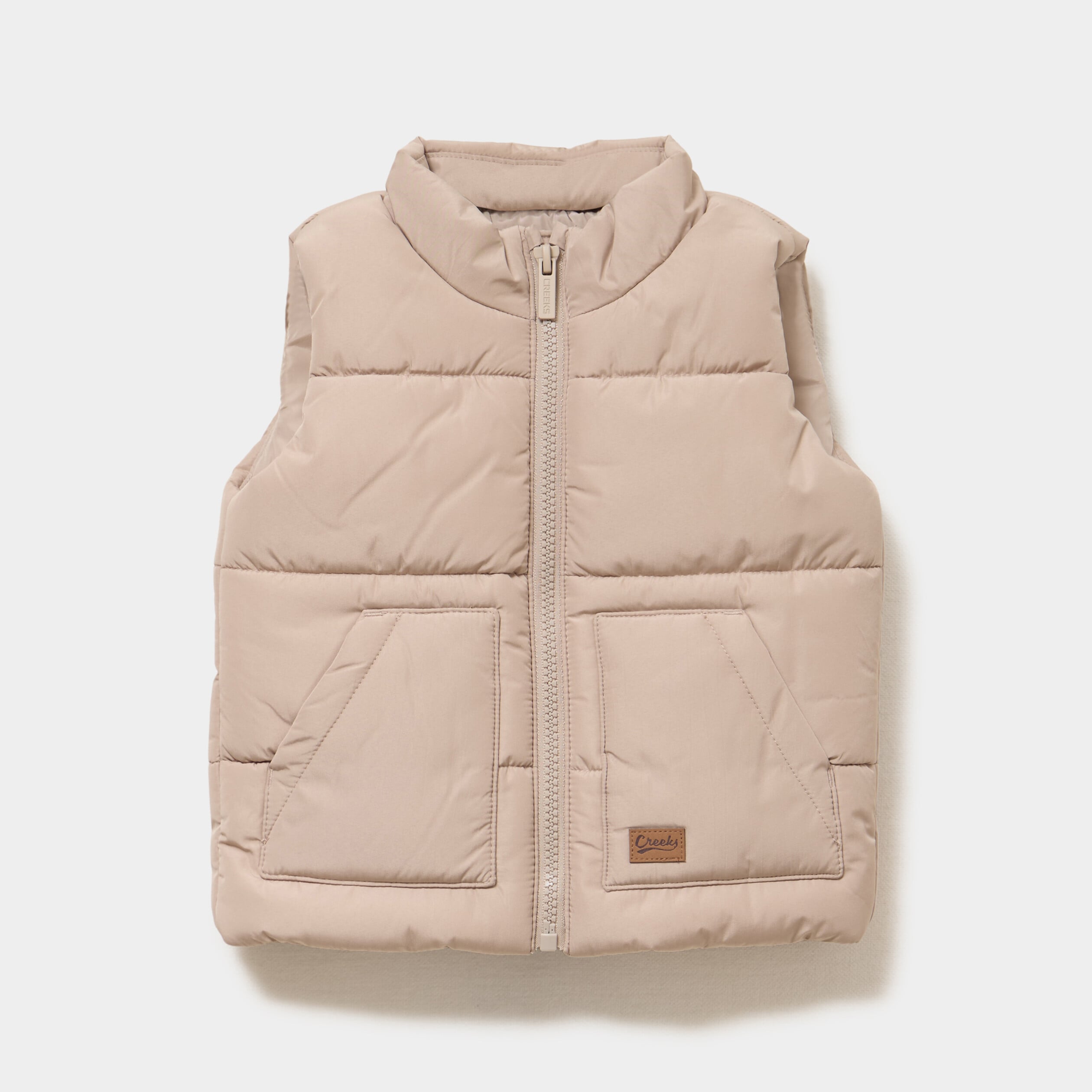 Doudoune sans manches imperm&eacute;able zipp&eacute;e sable b&eacute;b&eacute; gar&ccedil;on