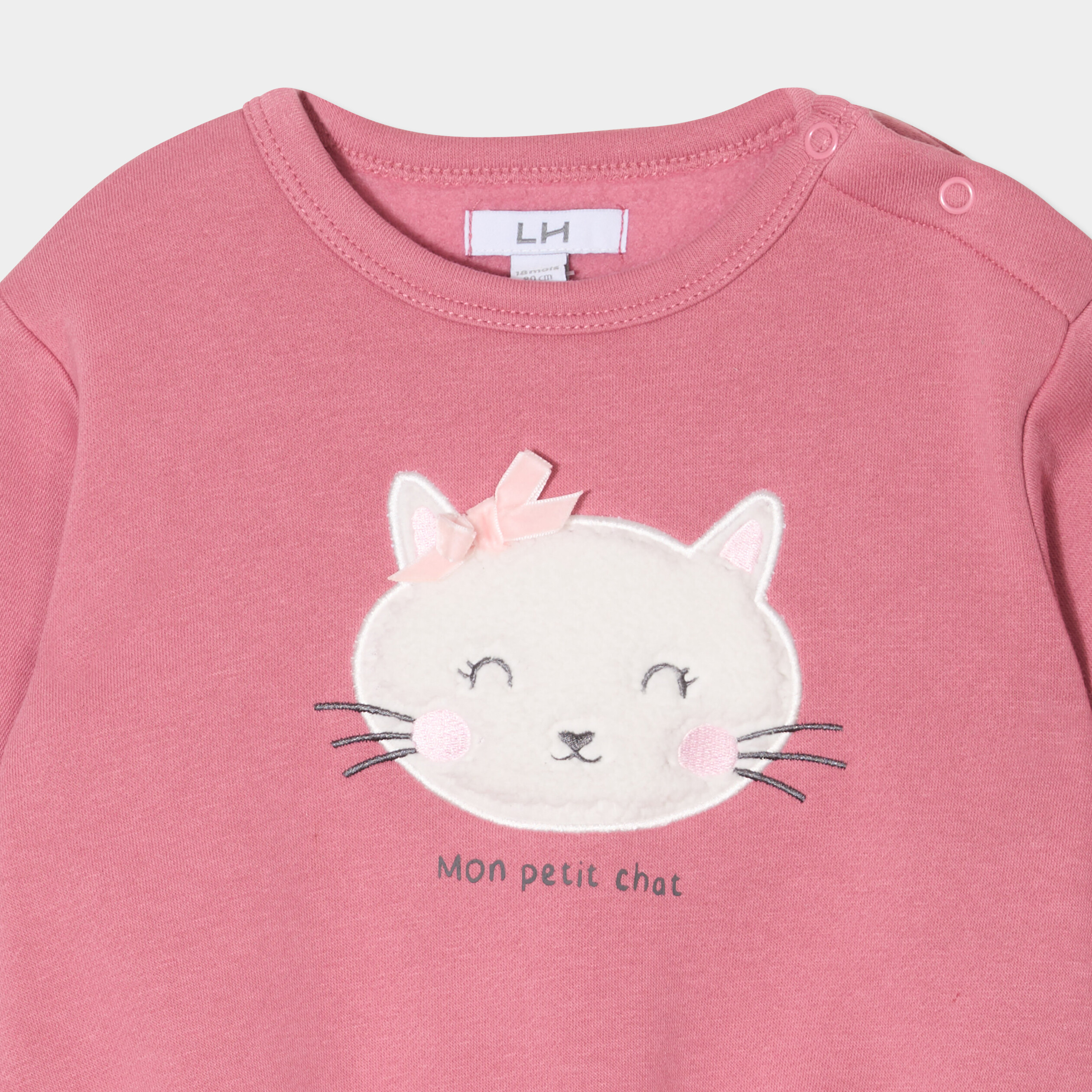 VERTBAUDET Sweat Rayé Fille Manches à Volants Vieux Rose 14A