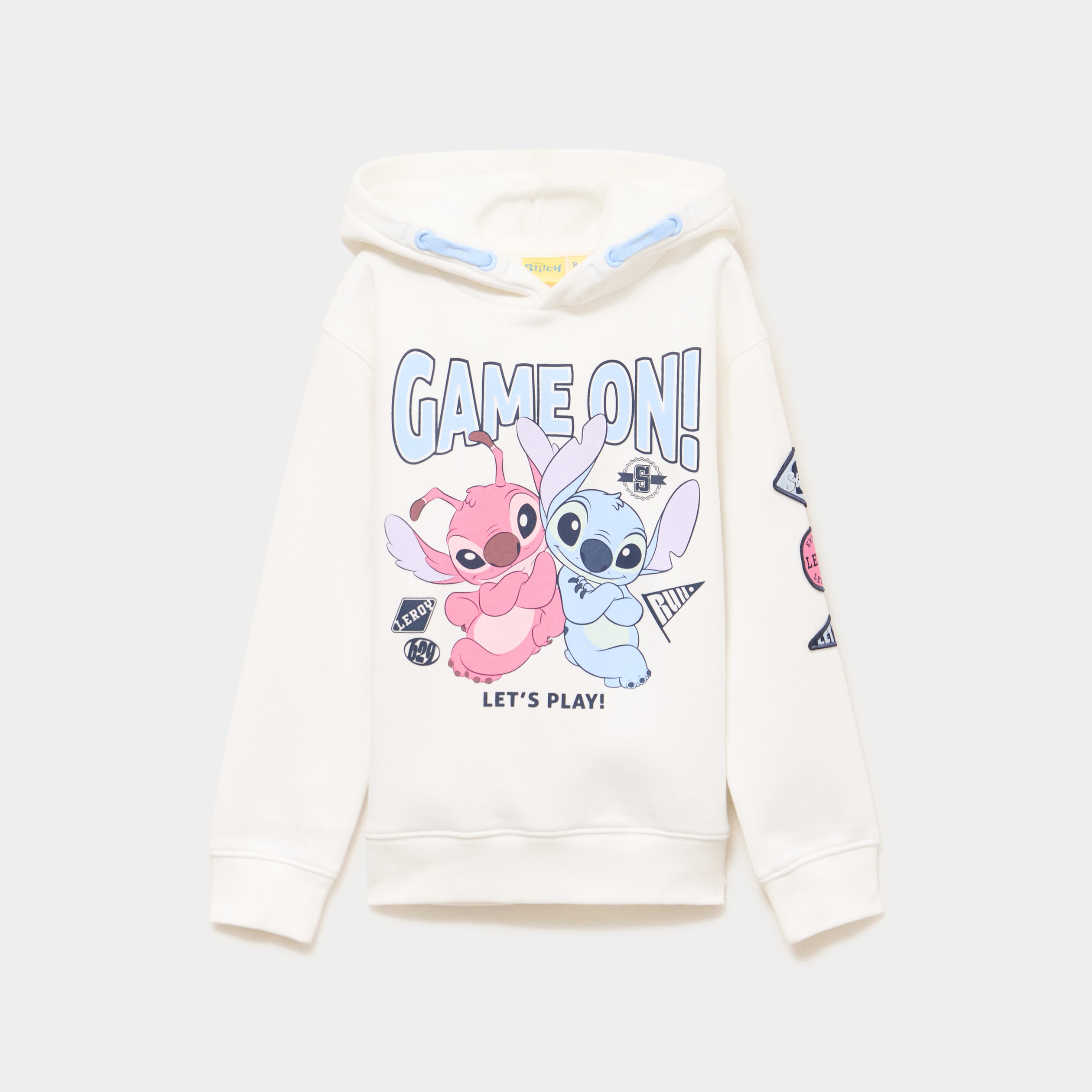 Sweat hoodie droit Stitch ivoire fille