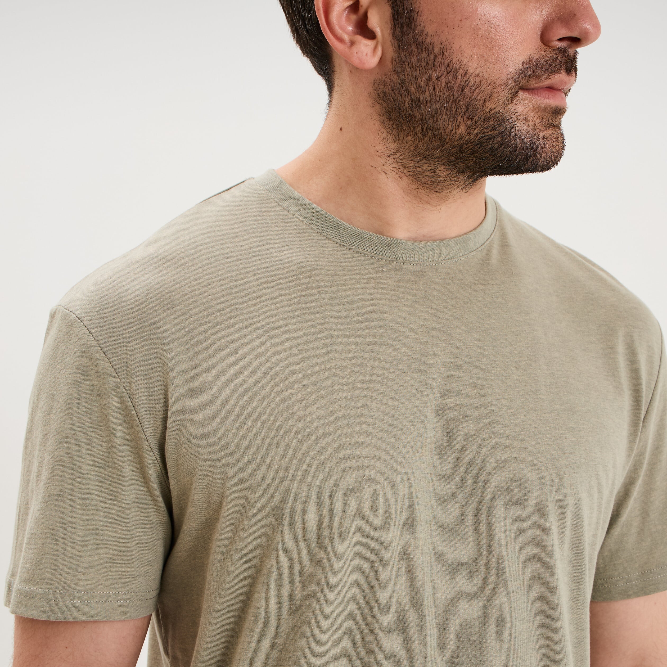 T-shirt droit en coton manches courtes vert homme