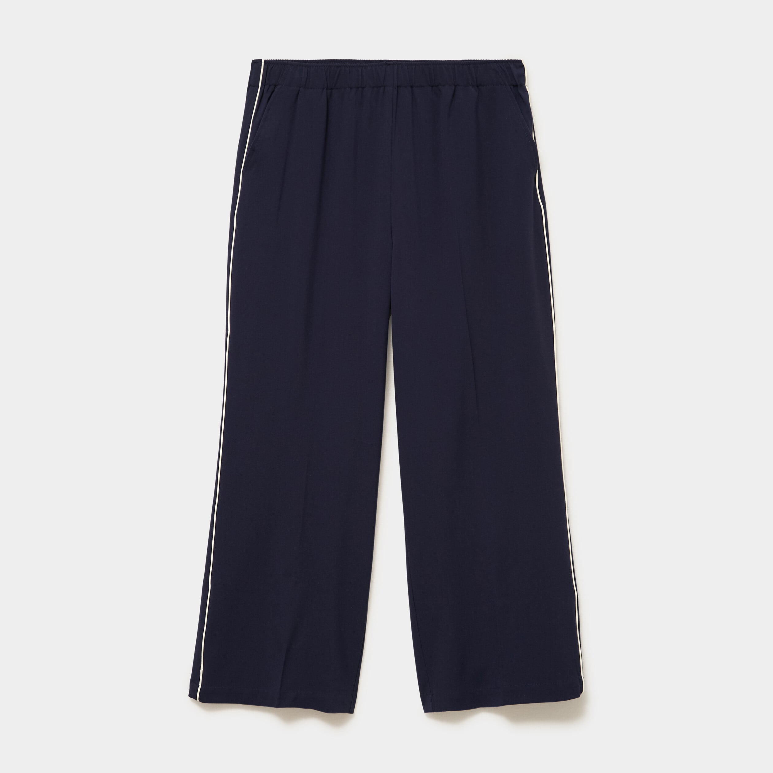 Pantalon large taille &eacute;lastiqu&eacute;e bleu fonc&eacute; femme grande taille