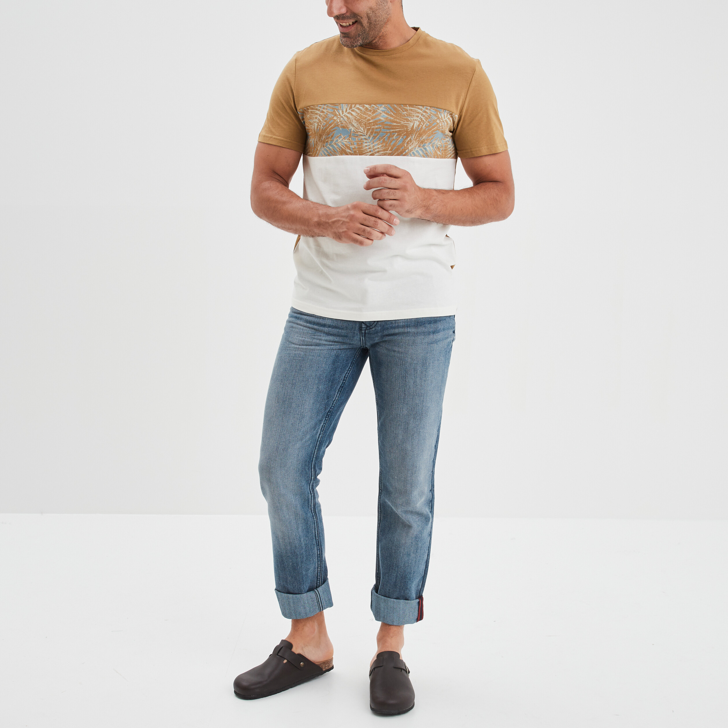 T-shirt manches courtes coton Creeks camel homme