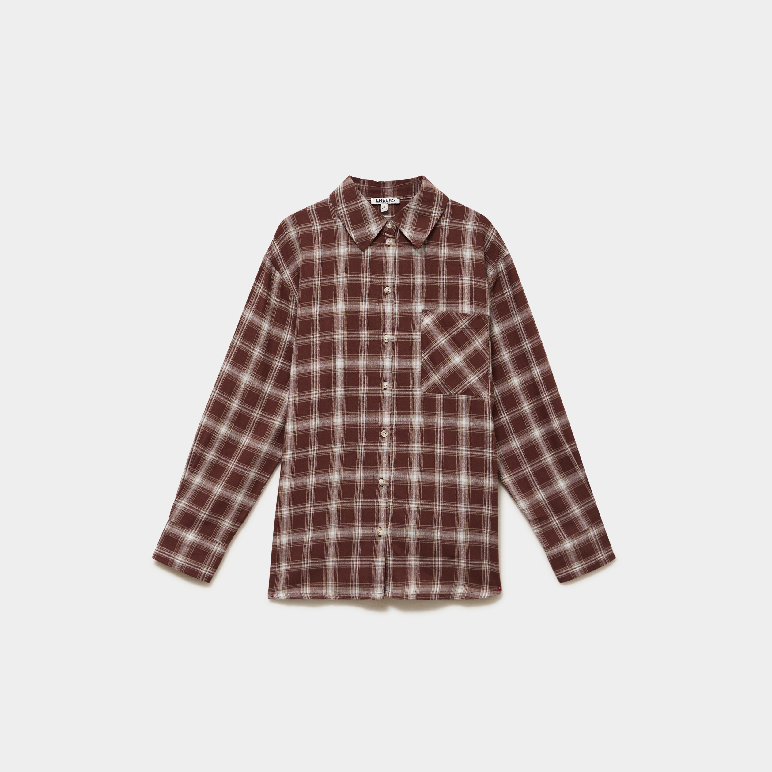 Chemise manches longues coton marron femme