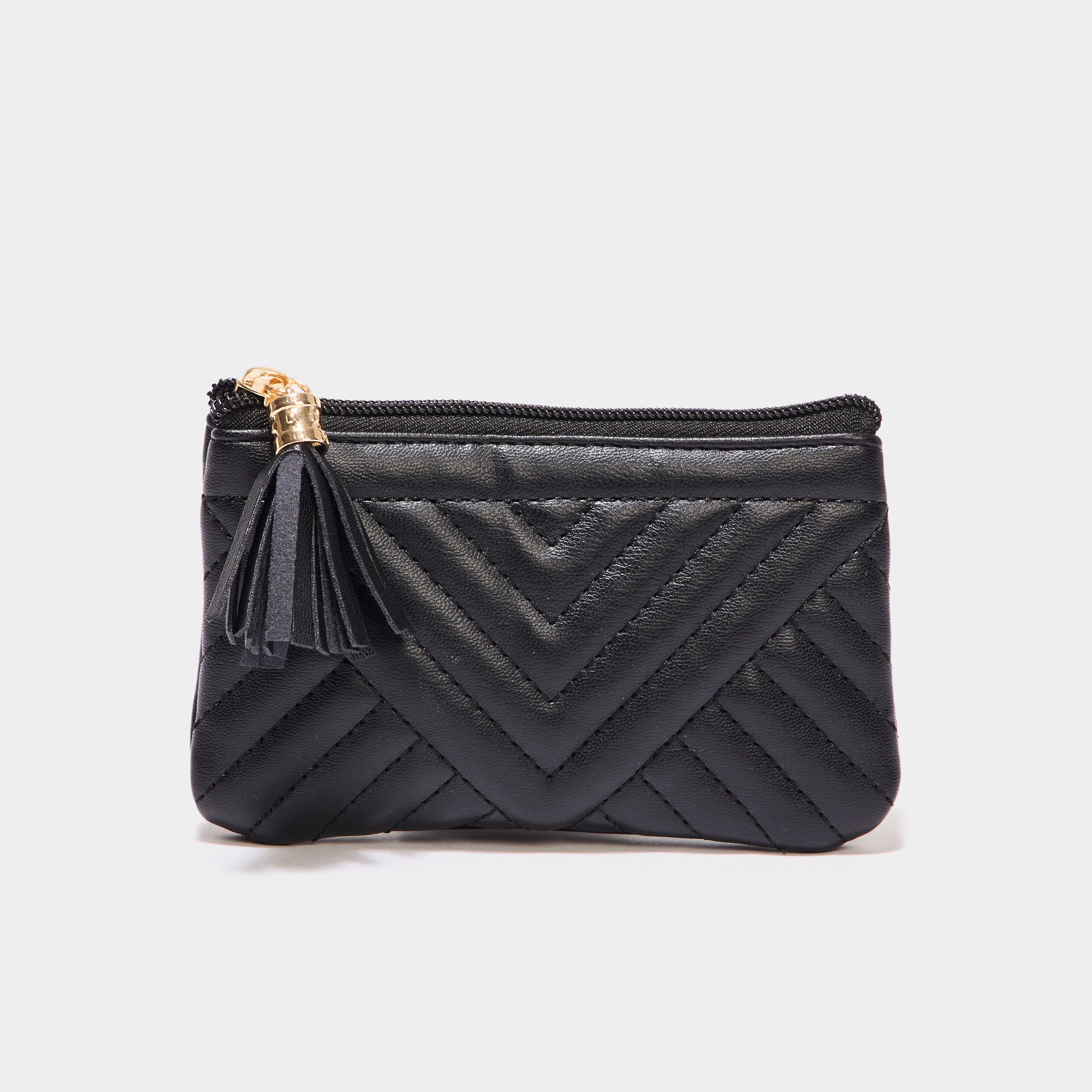 Porte-monnaie matelassé noir femme La Halle