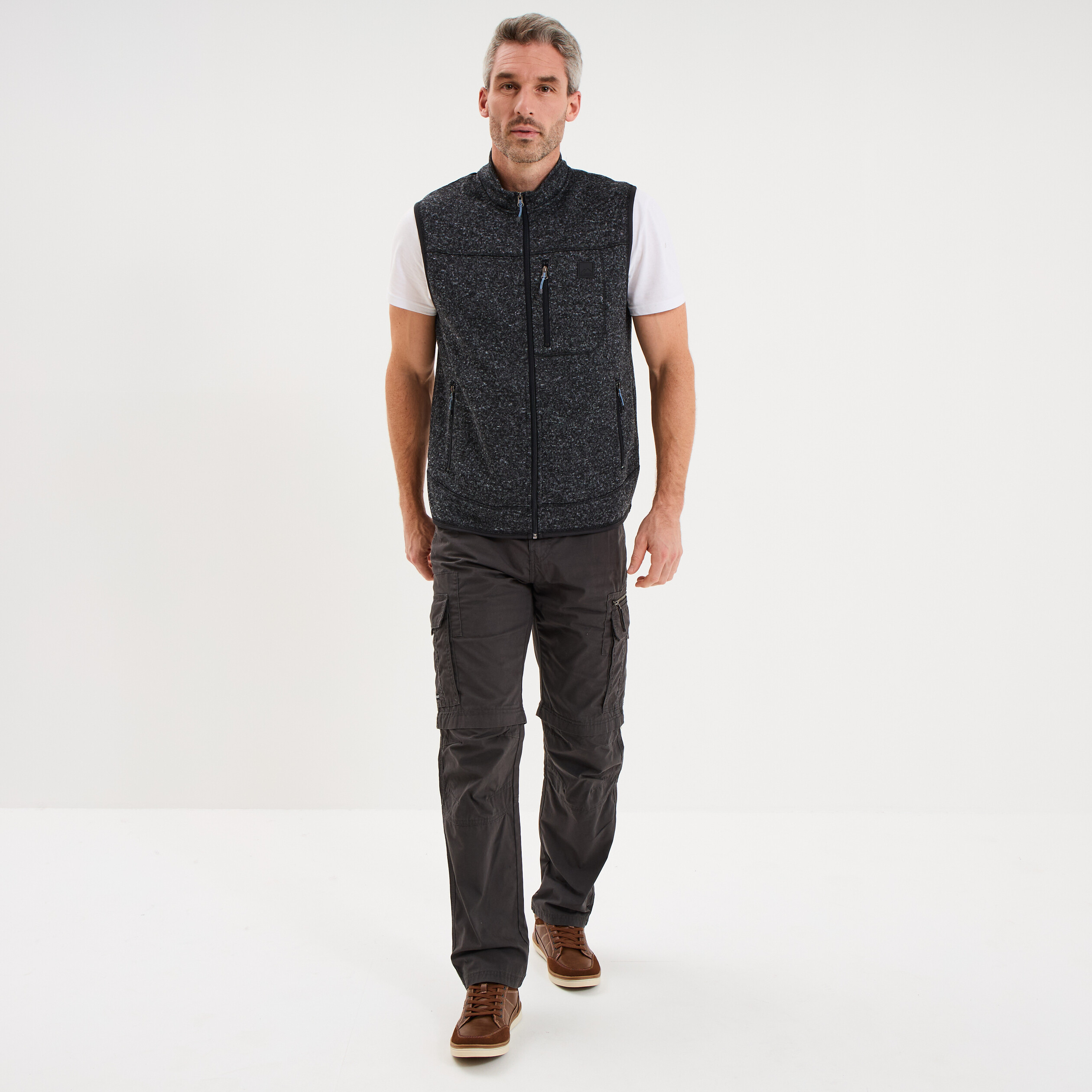 Pantalon cargo 2-en-1 modulable bermuda gris fonc&eacute; homme