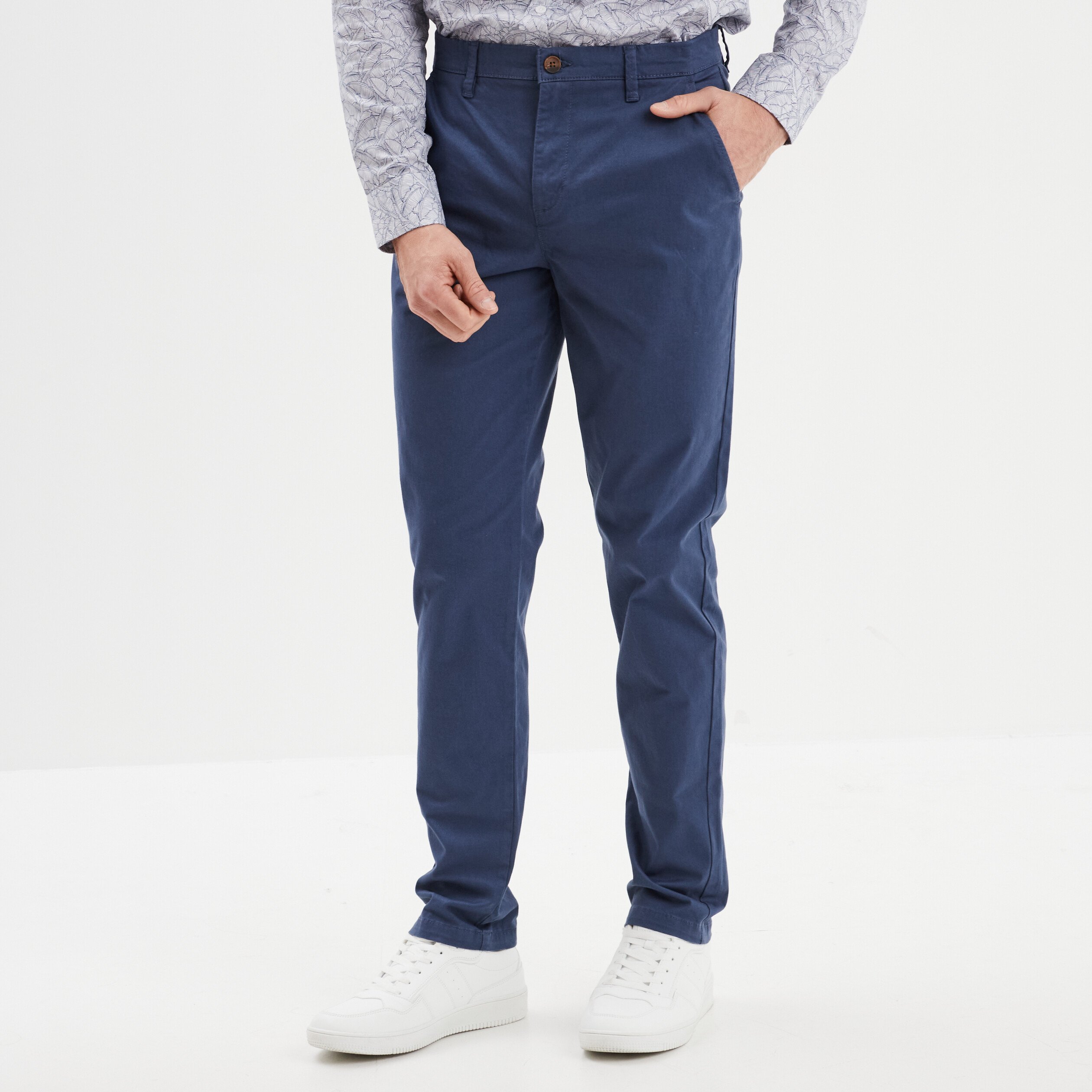 pantalon chino droit stretch bleu fonce homme Pantalon chino droit stretch bleu foncé homme