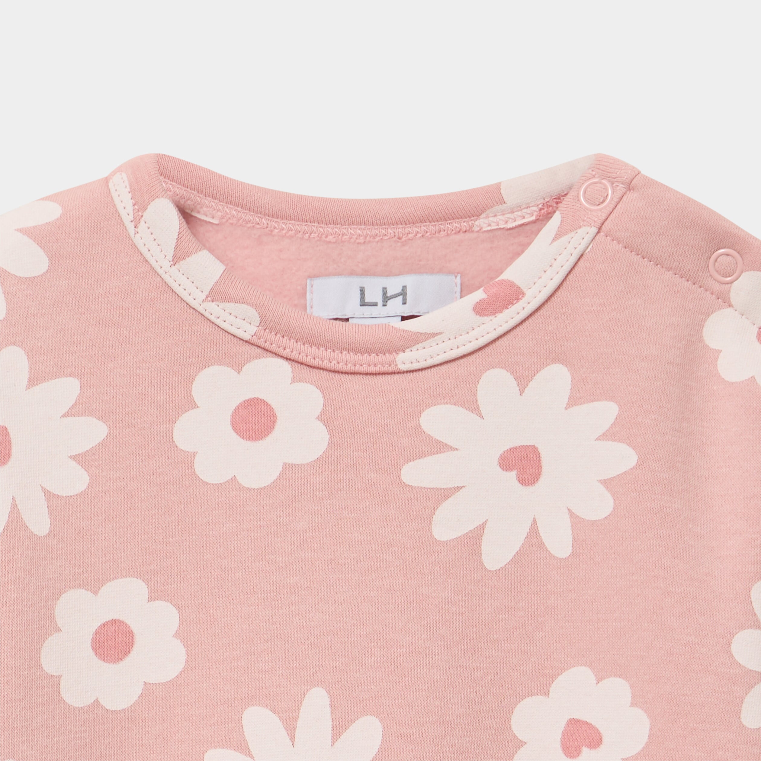 Sweat molletonn&eacute; manches longues rose b&eacute;b&eacute; fille