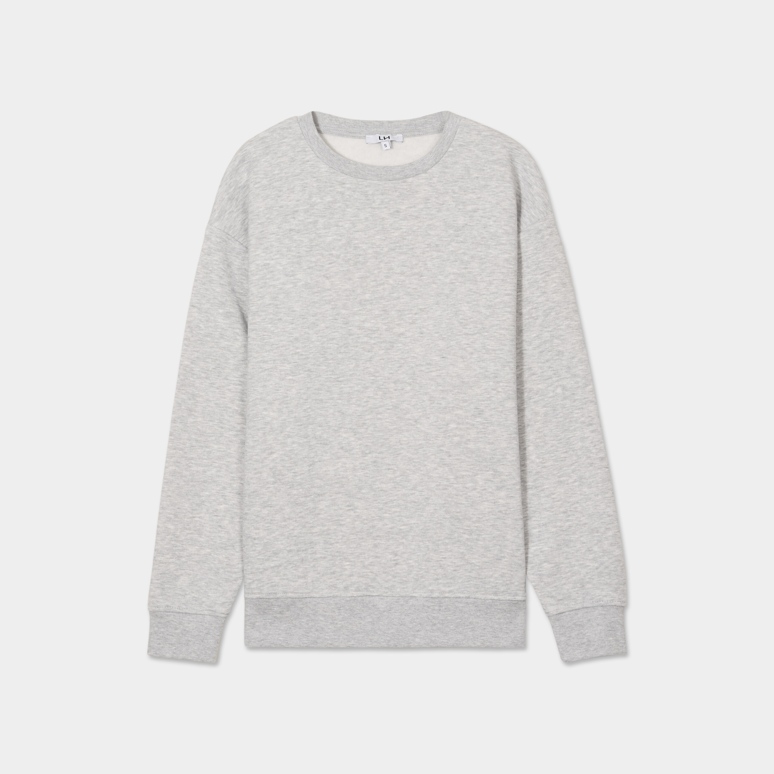 Sweat col rond manches longues gris clair femme