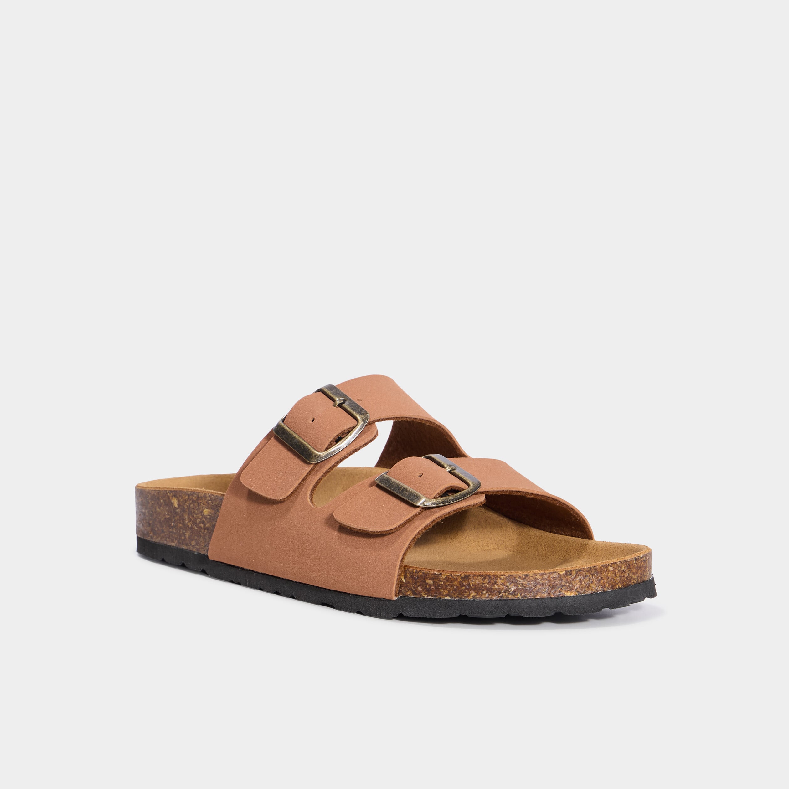 Mules avec doubles boucles marron femme