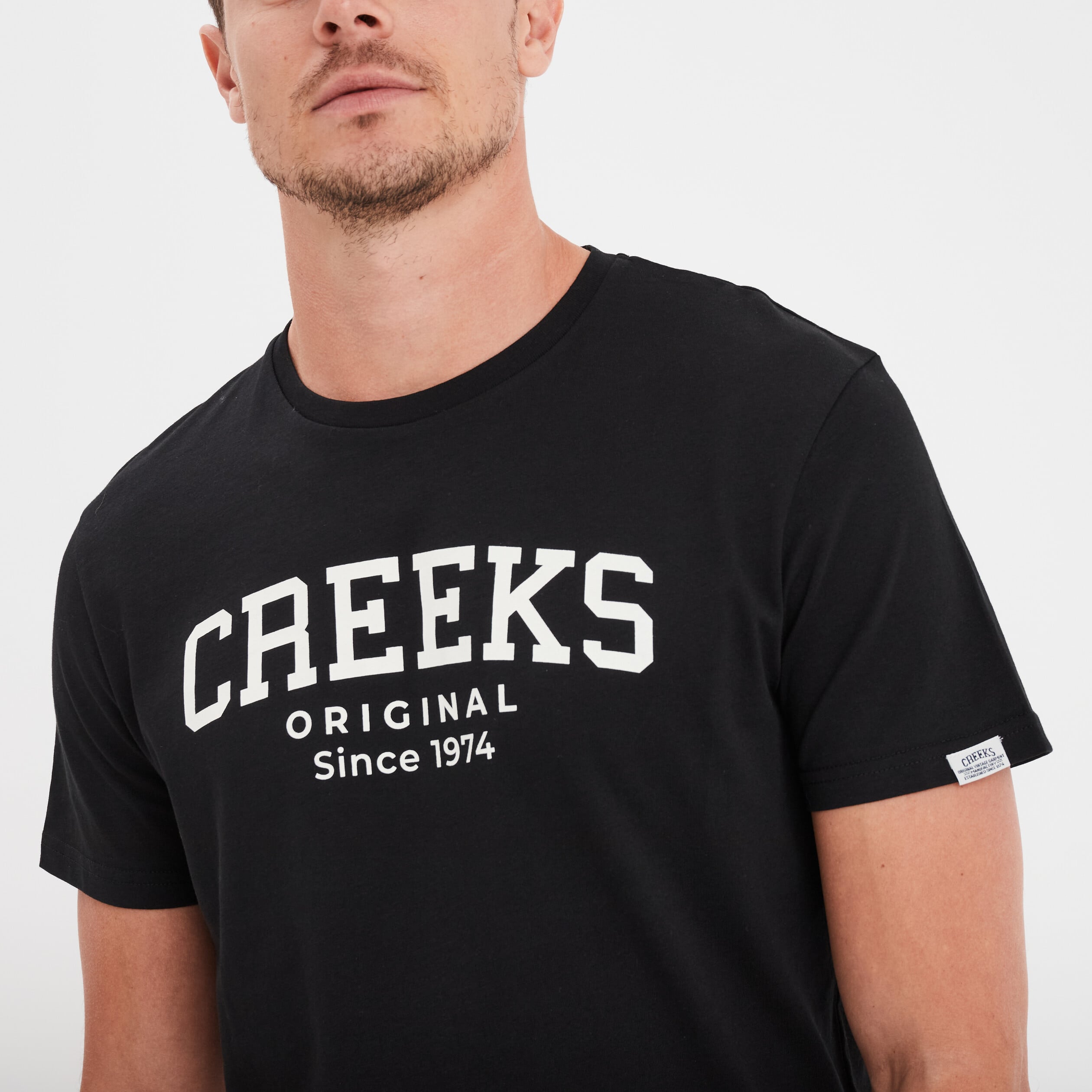 T-shirt manches courtes coton Creeks noir homme