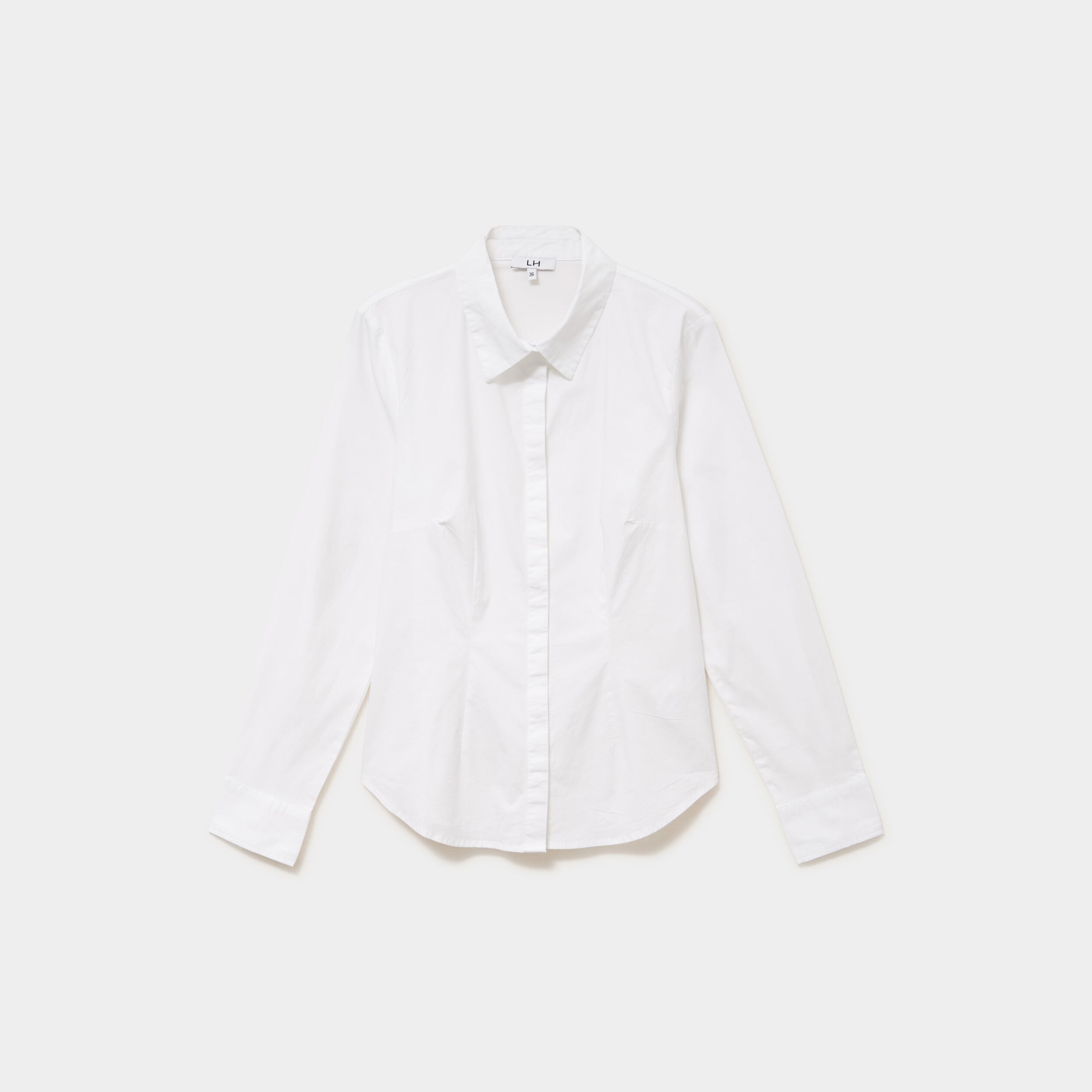 Chemise cintr&eacute;e manches longues blanc femme