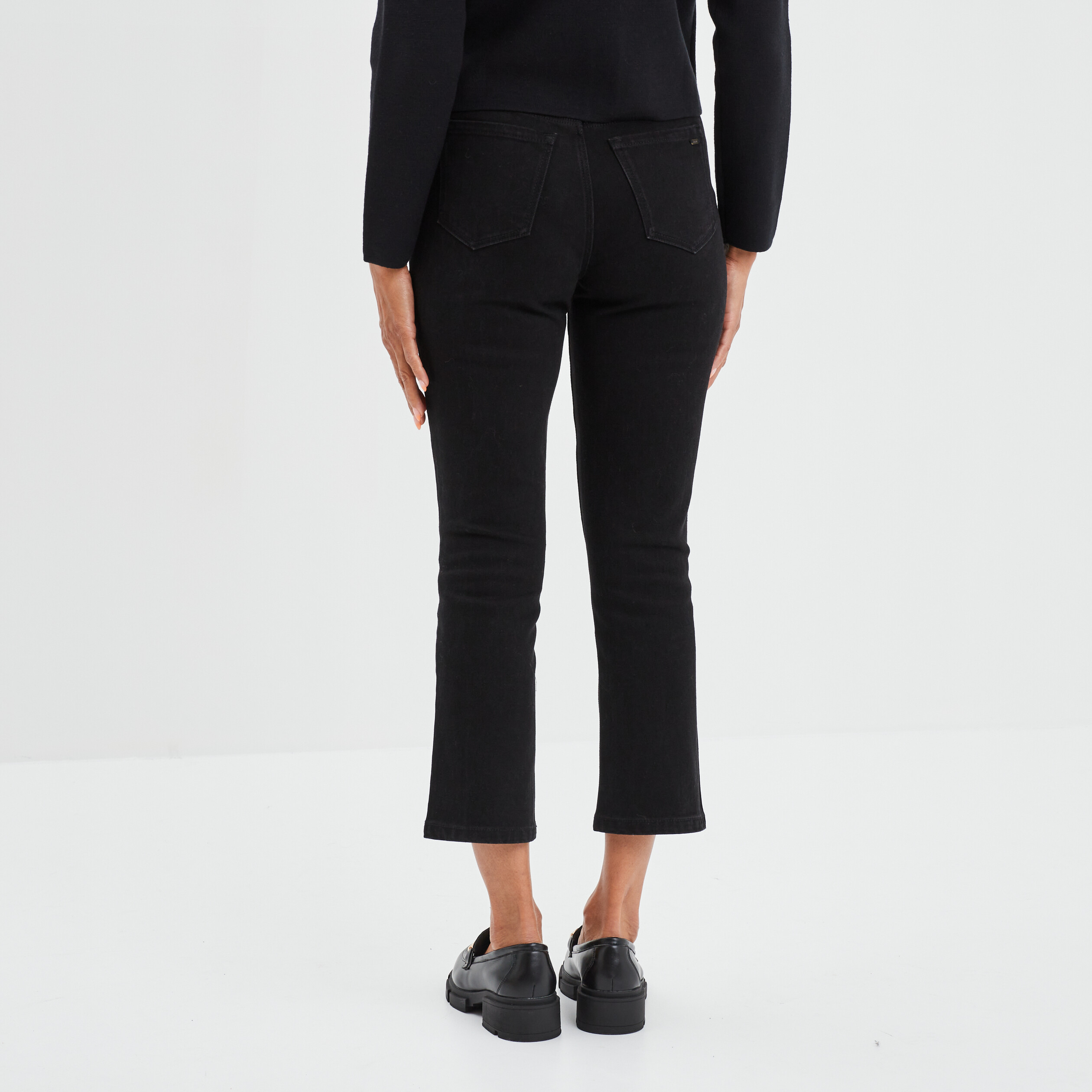 Jeans droit boutonn&eacute; Liberto denim noir femme