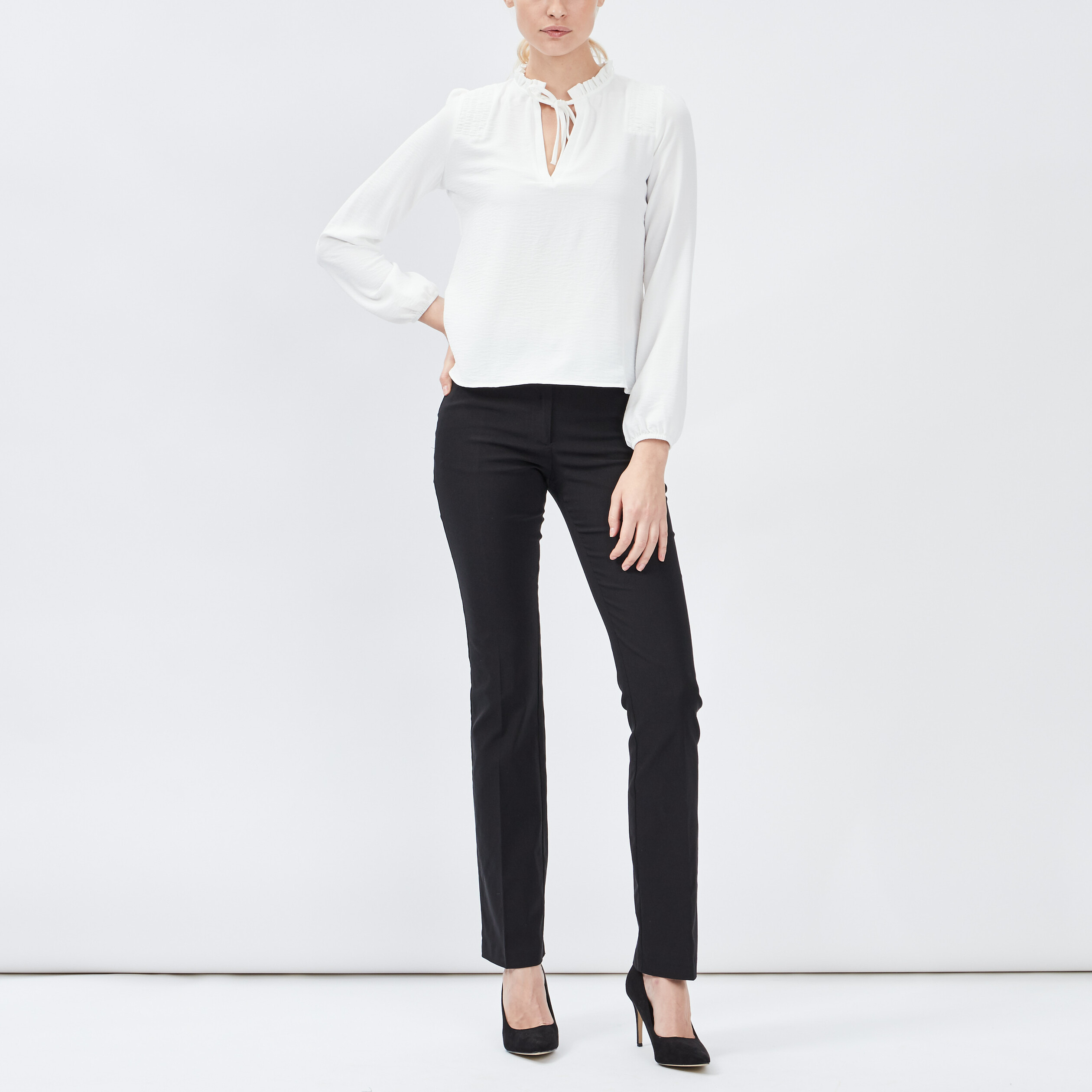 Pantalon bootcut taille basse noir femme
