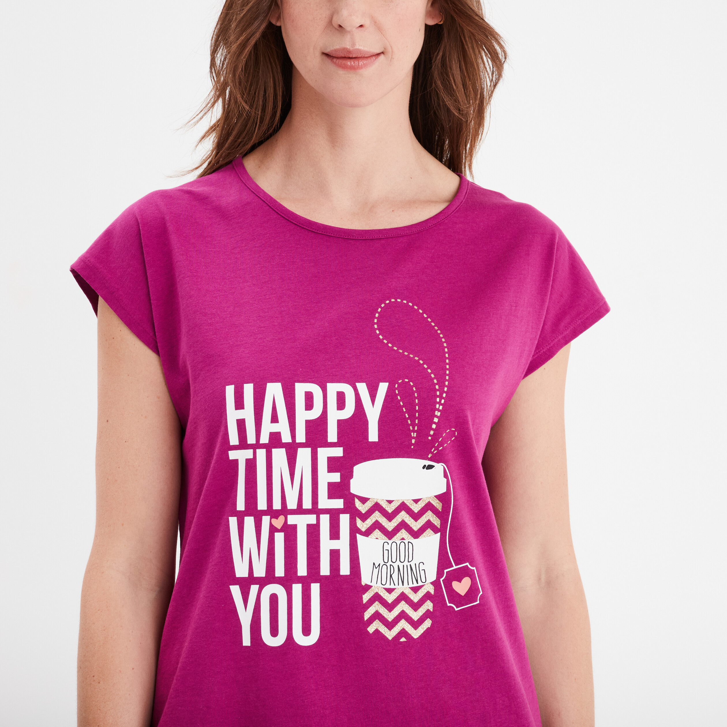 Ensemble pyjama corsaire t-shirt violet femme