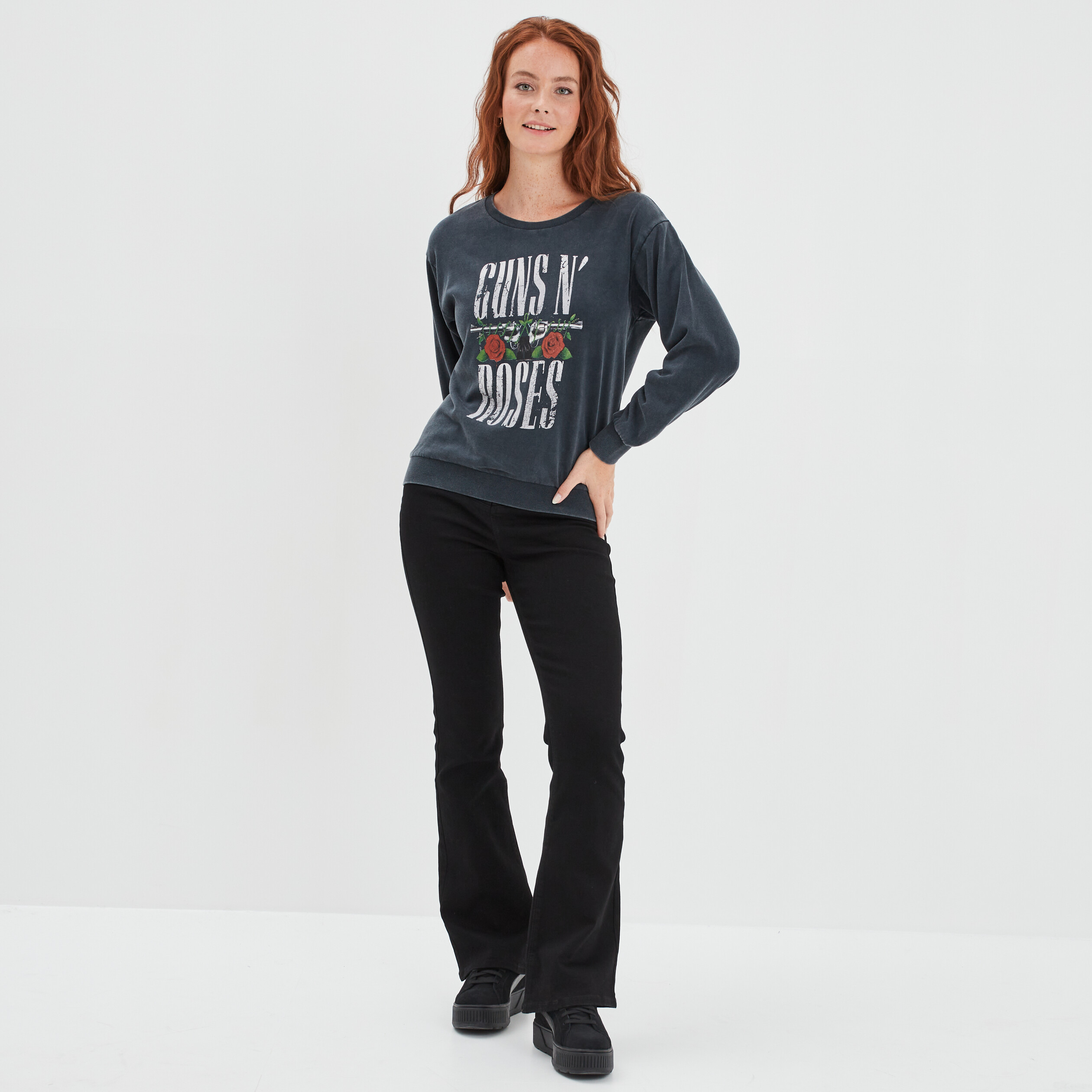 sweat col rond guns n roses noir femme Sweat col rond Guns N' Roses noir femme