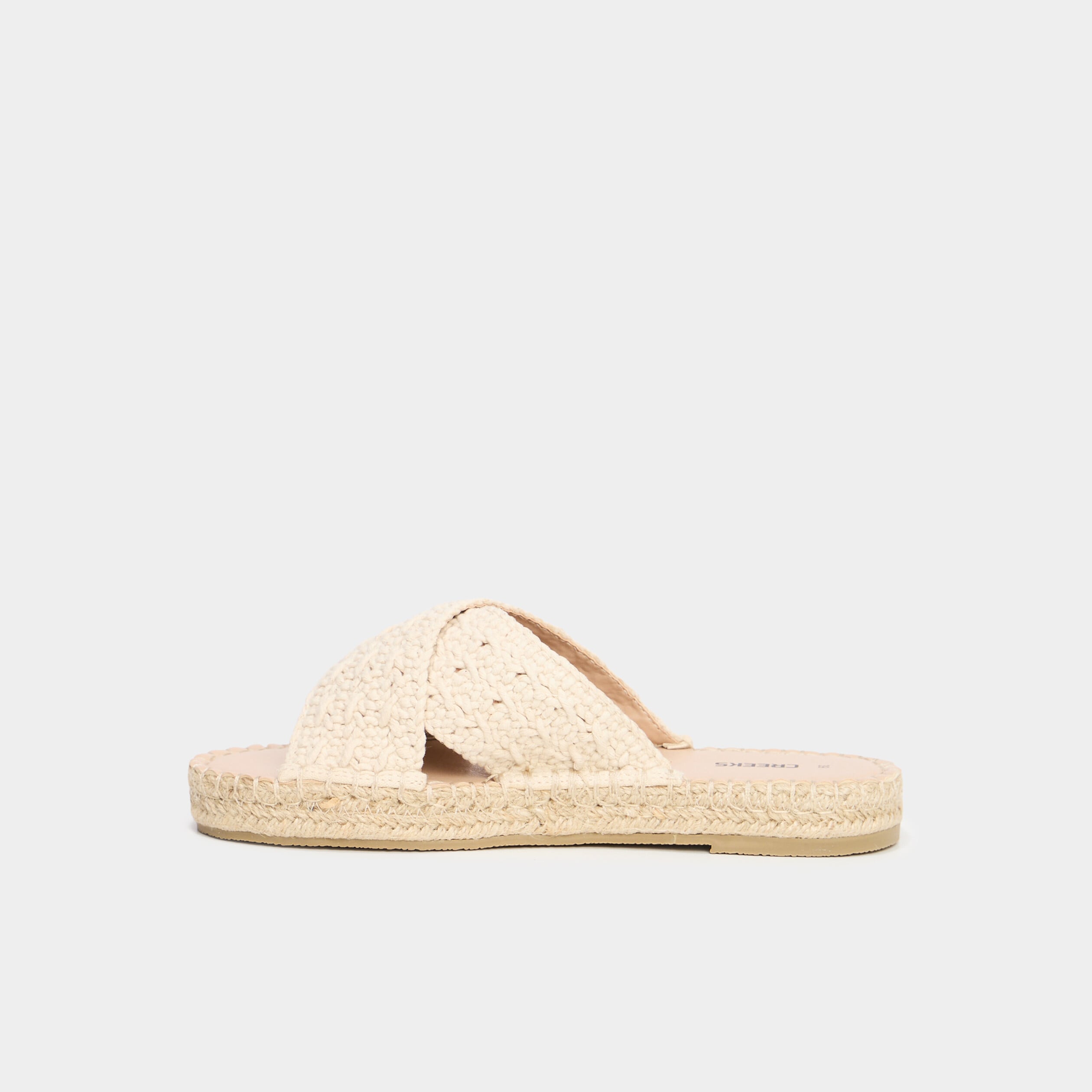 Mules effet tress&eacute; macram&eacute; blanc femme