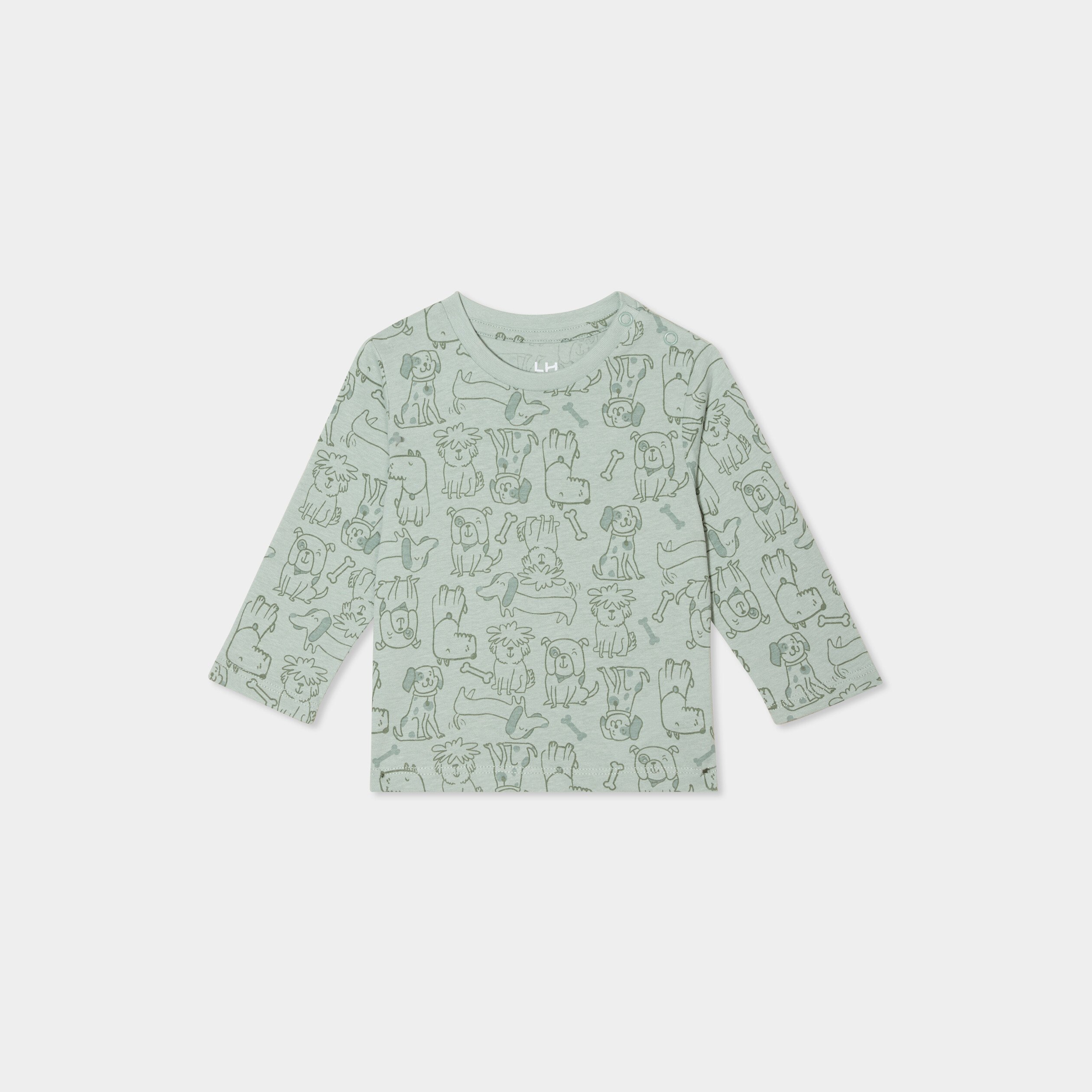 t shirt manches longues coton vert pastel bebeg T-shirt manches longues coton vert pastel bébé garçon
