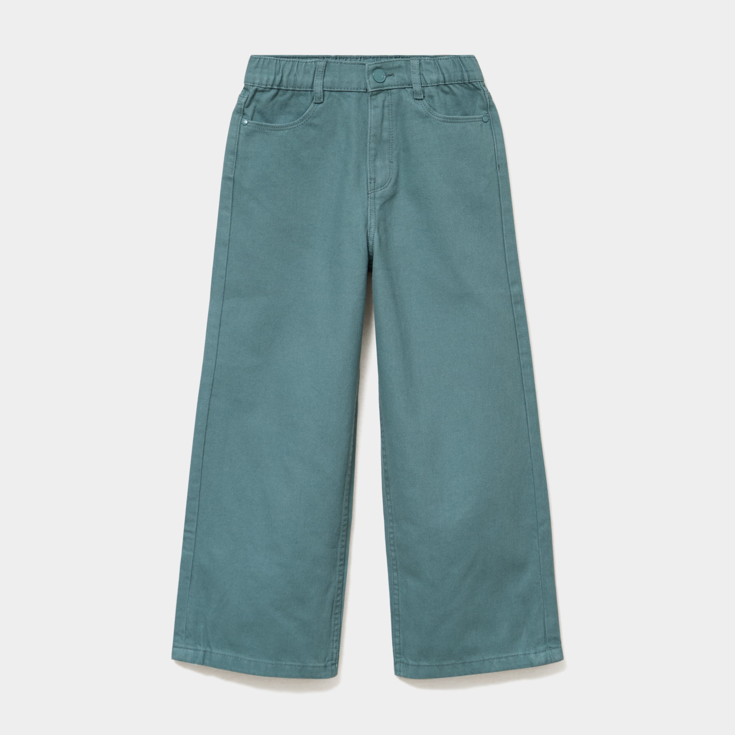 Pantalon large taille &eacute;lastiqu&eacute;e coton vert fonc&eacute; fille