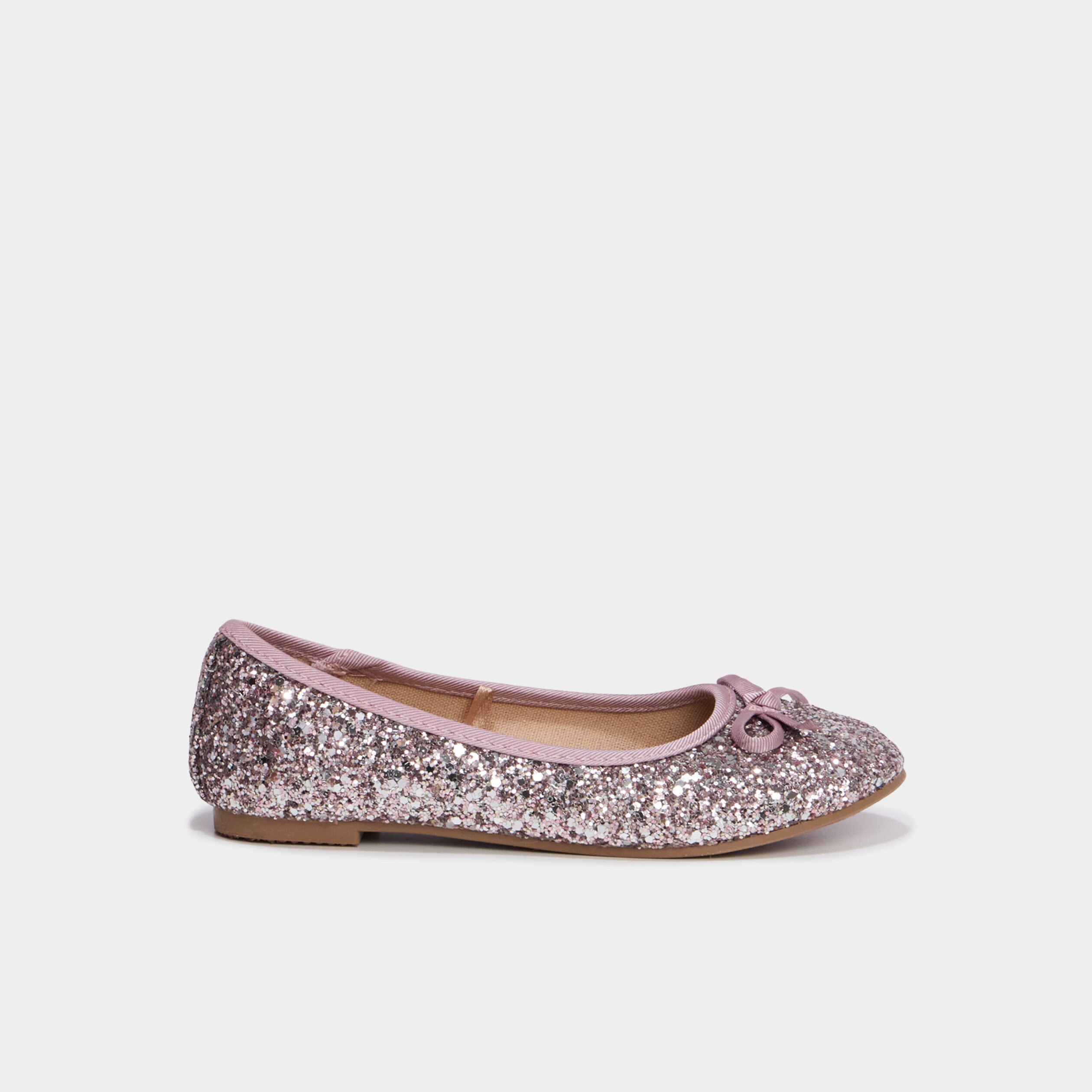 Ballerines &agrave; paillettes vieux rose fille