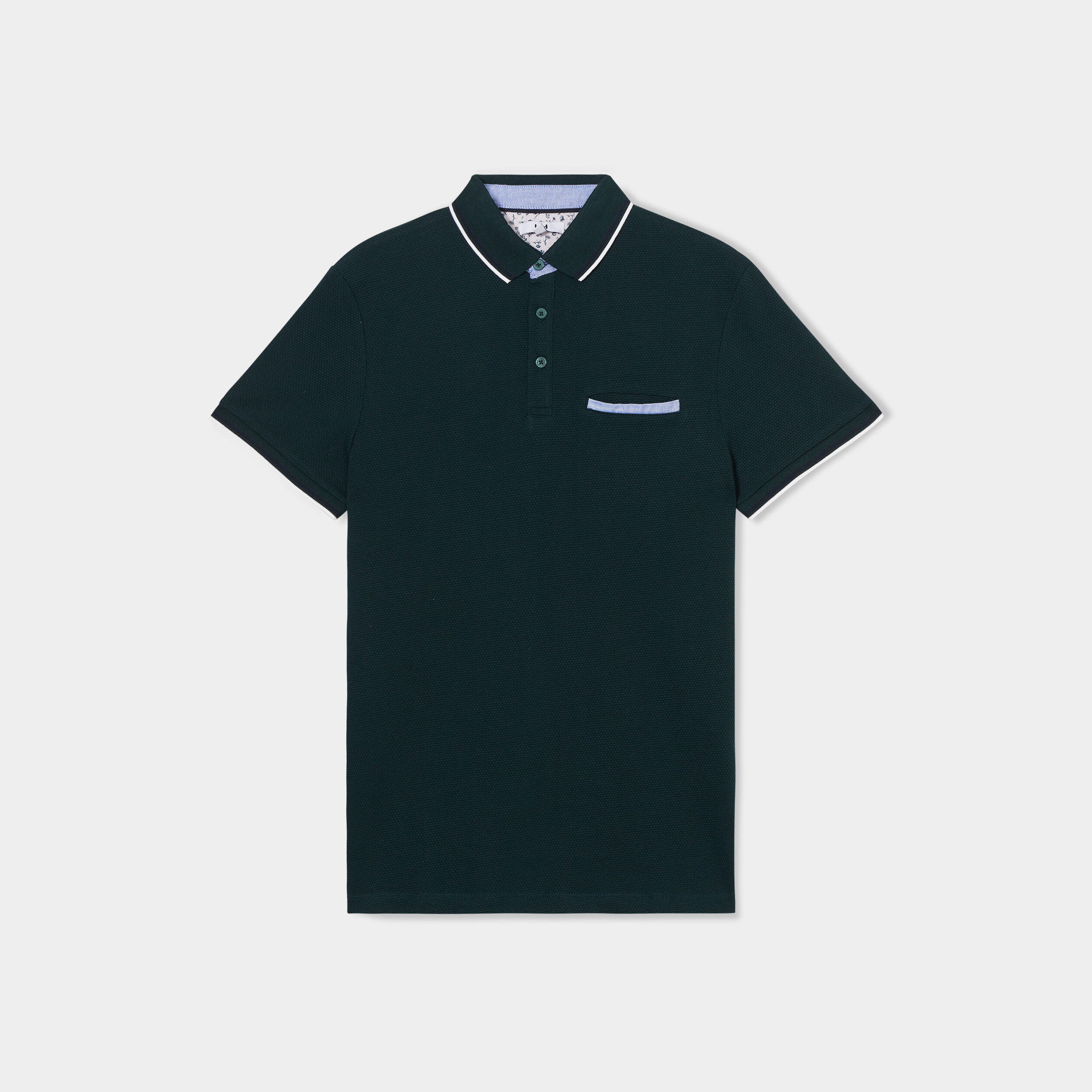 polo manches courtes 1 poche coton vert fonce homme Polo manches courtes 1 poche coton vert foncé homme