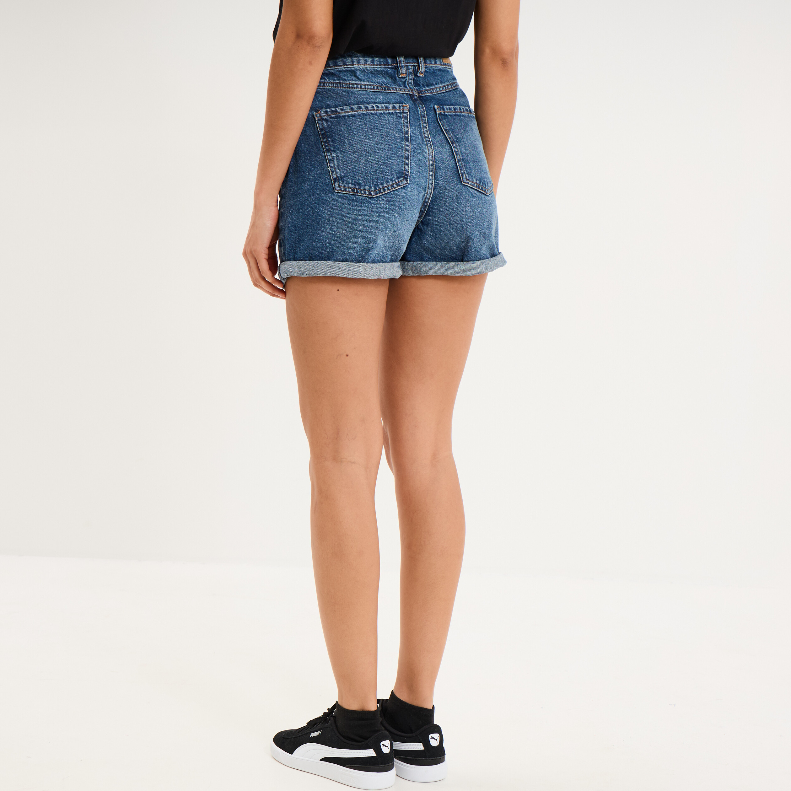 Short mom en jean 5 poches denim stone femme
