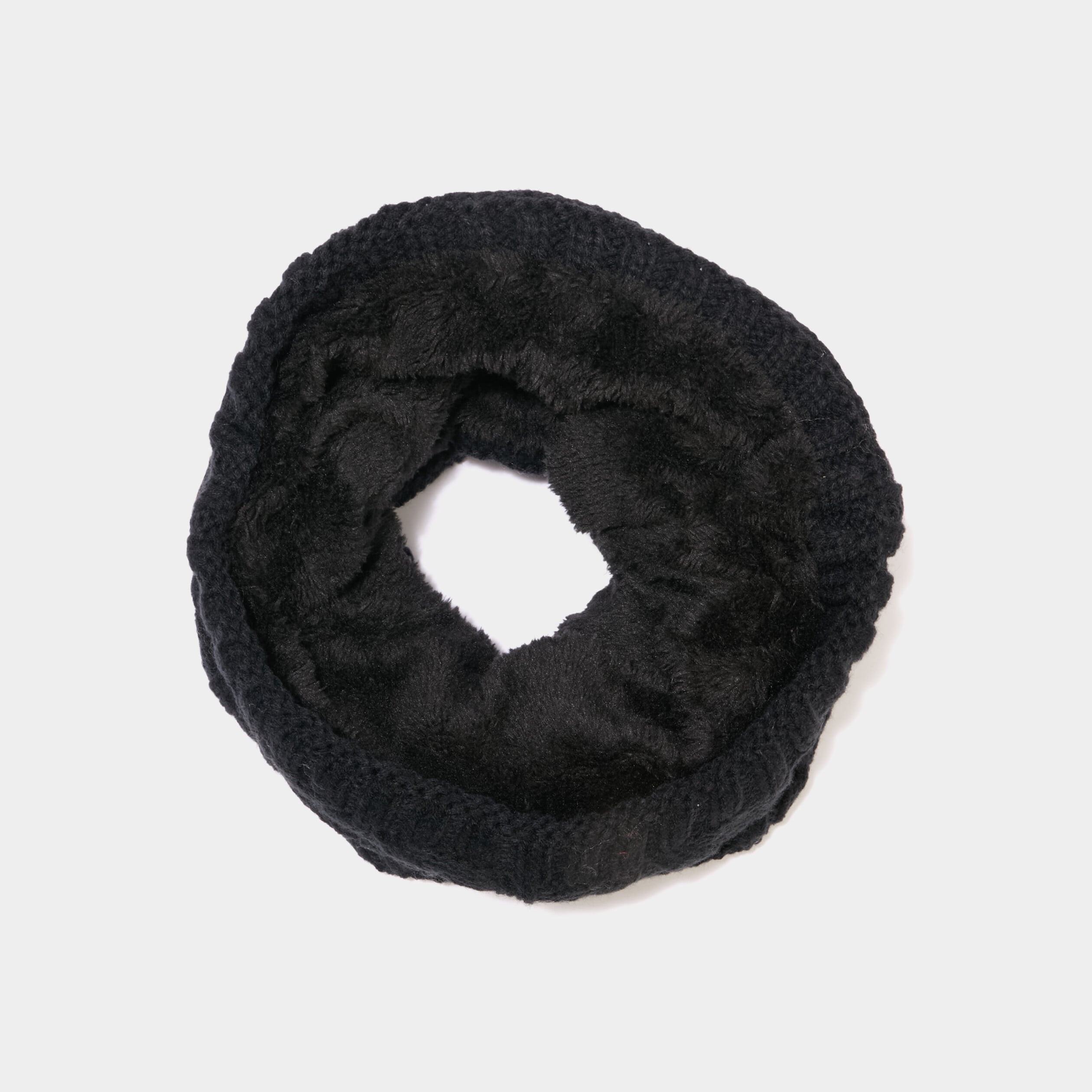 Tour de cou &agrave; torsades doubl&eacute; noir homme