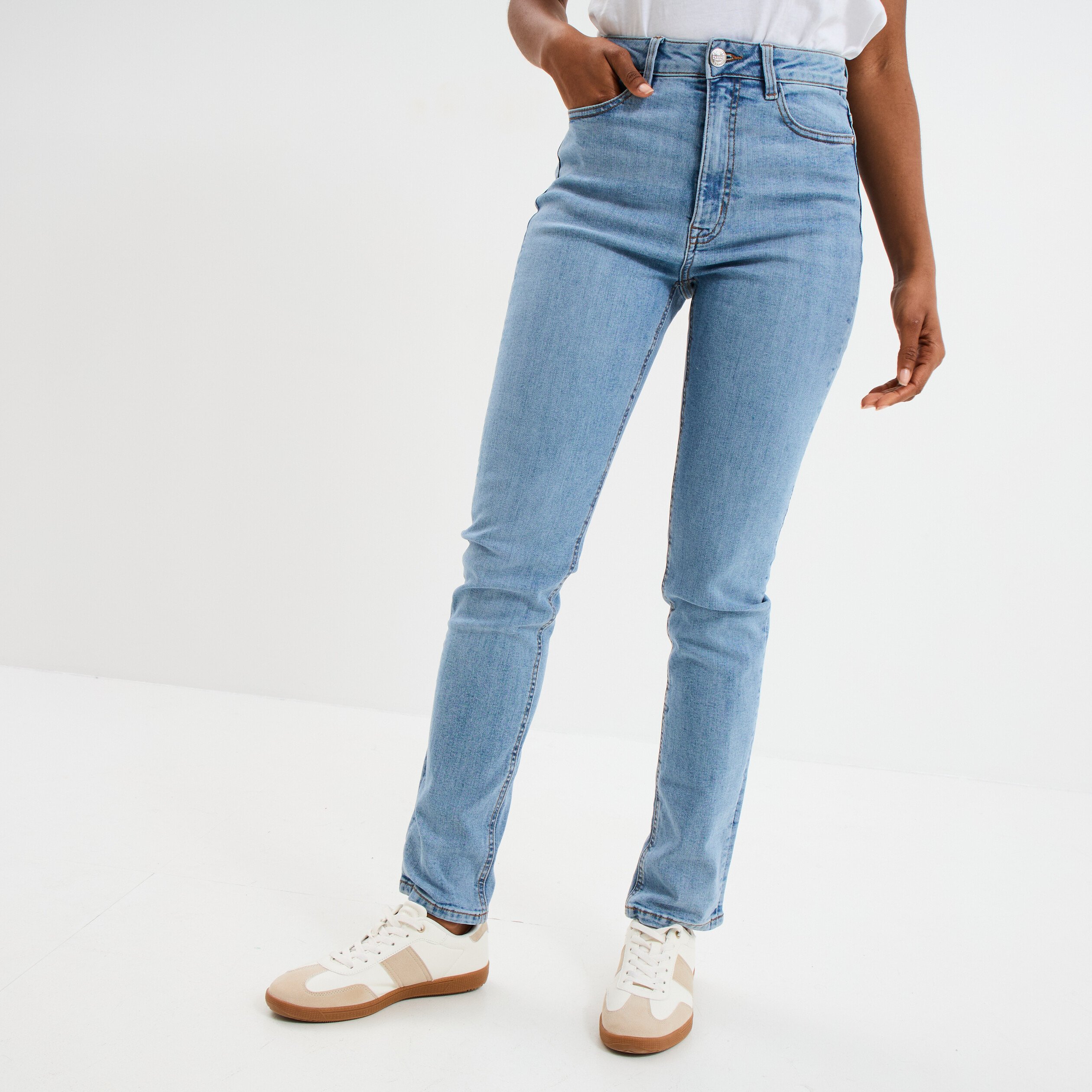 jeans slim taille haute denim double stone femme Jeans slim taille haute denim double stone femme