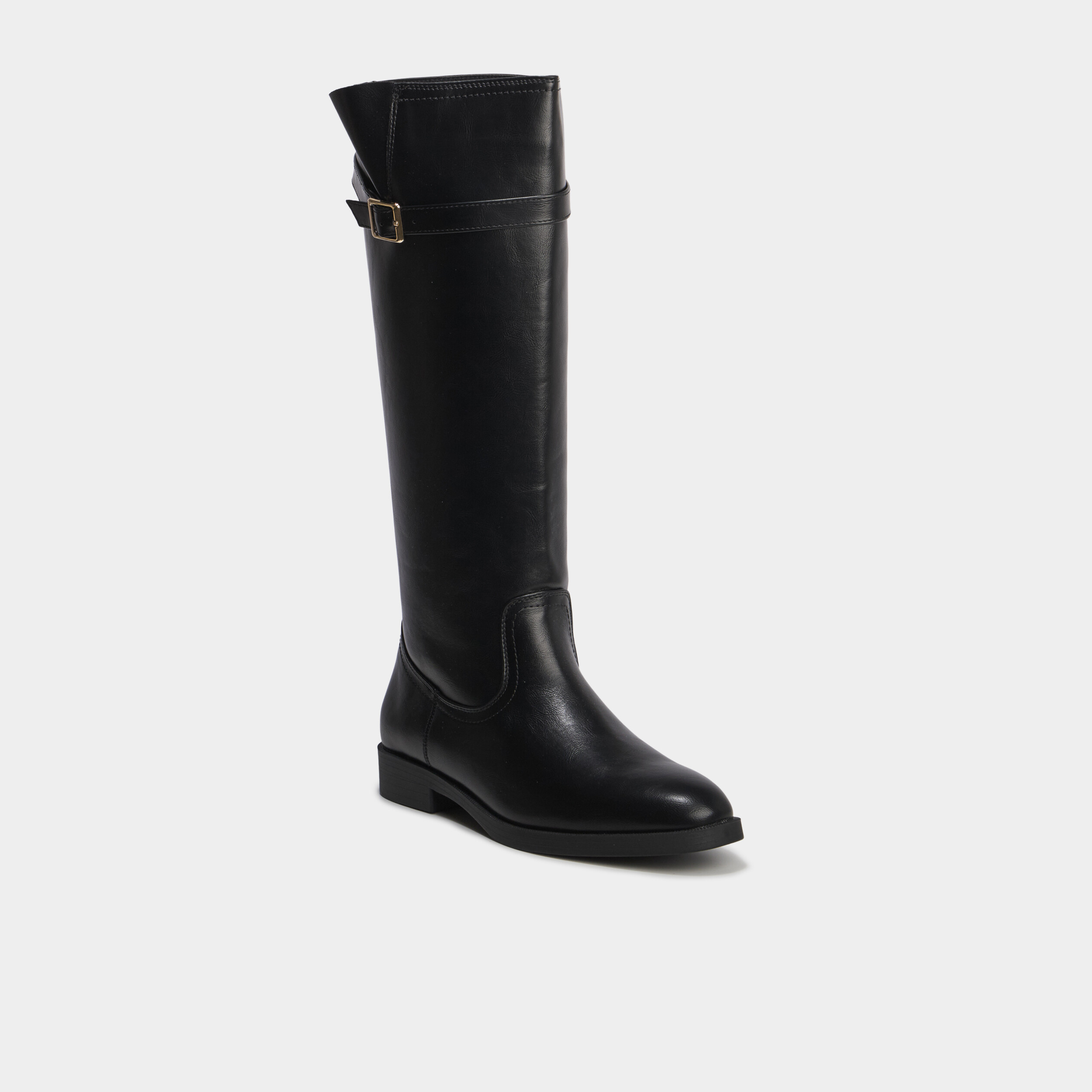 Bottes hautes avec boucles noir femme