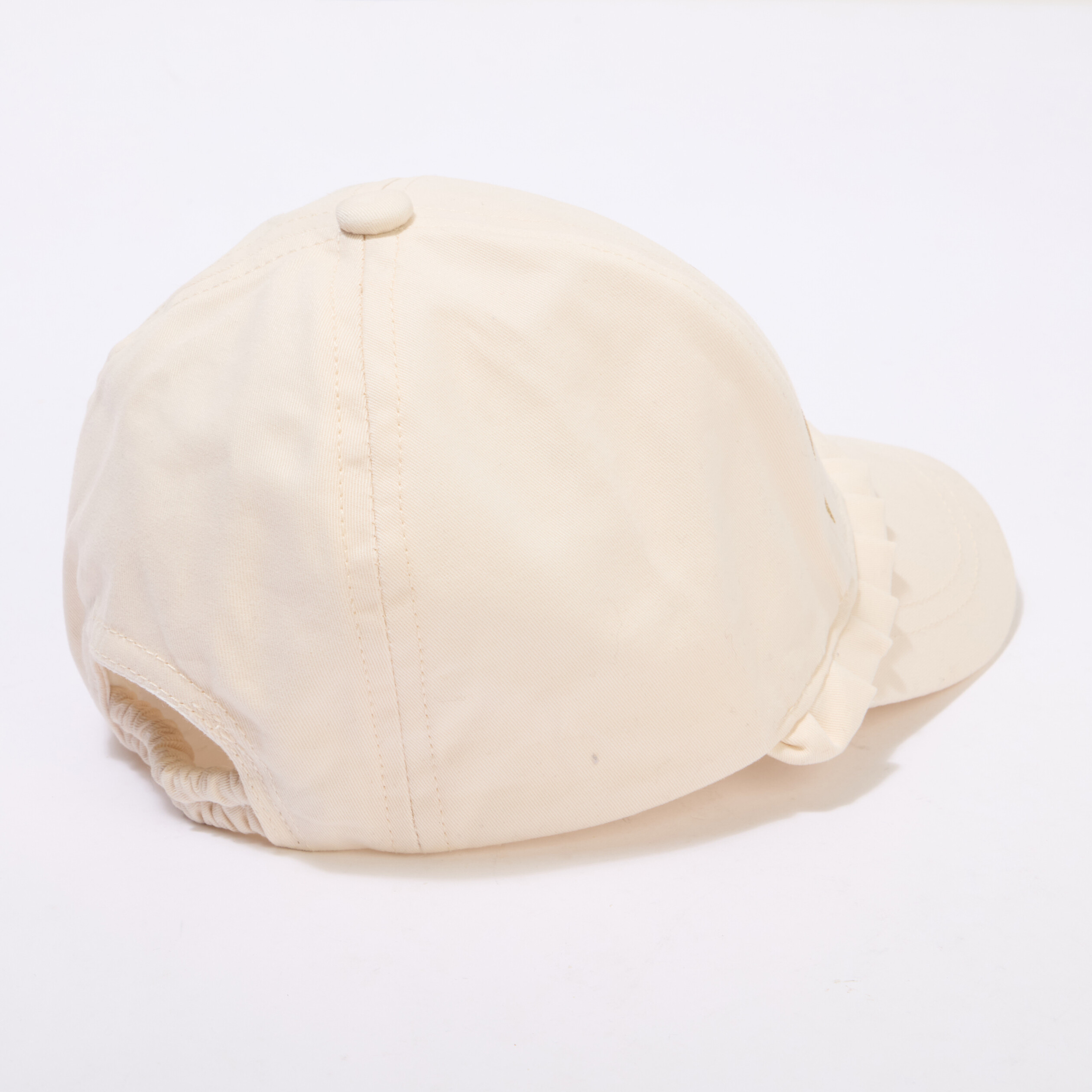Casquette bomb&eacute;e en coton ivoire b&eacute;b&eacute; fille