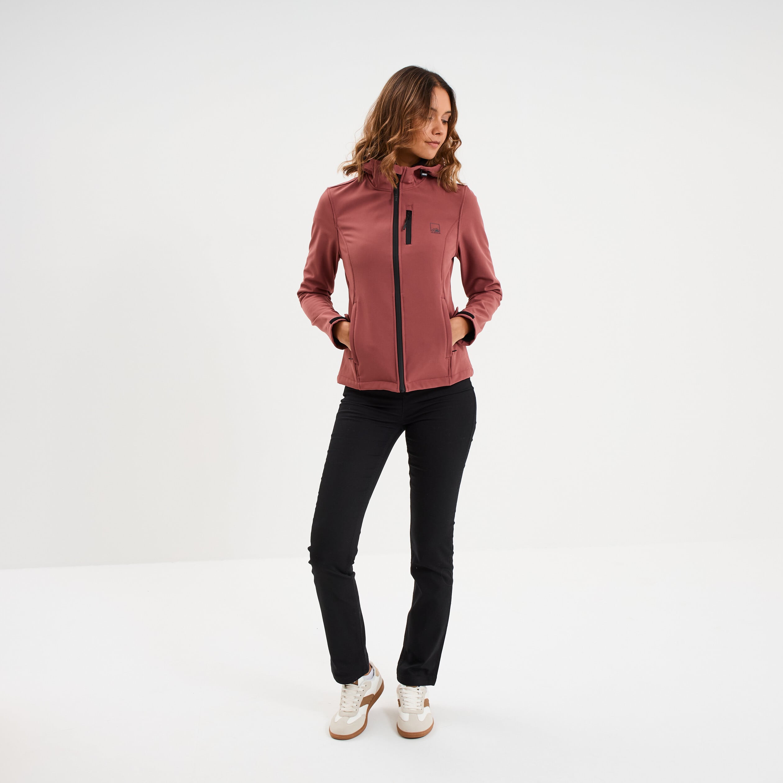 Blouson &agrave; capuche d&eacute;perlant fourr&eacute; vieux rose femme