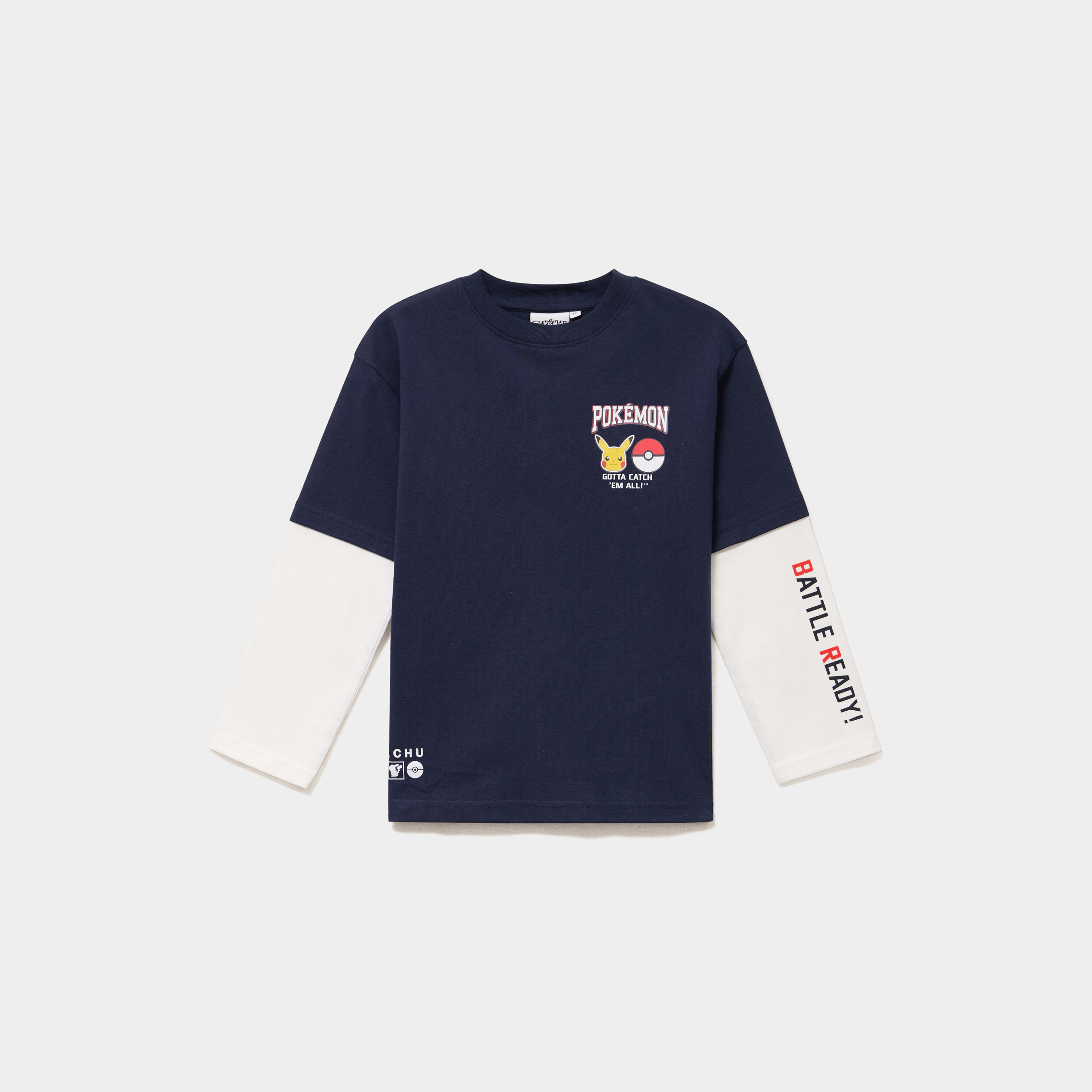 T-shirt manches longues coton Pok&eacute;mon bleu marine gar&ccedil;on
