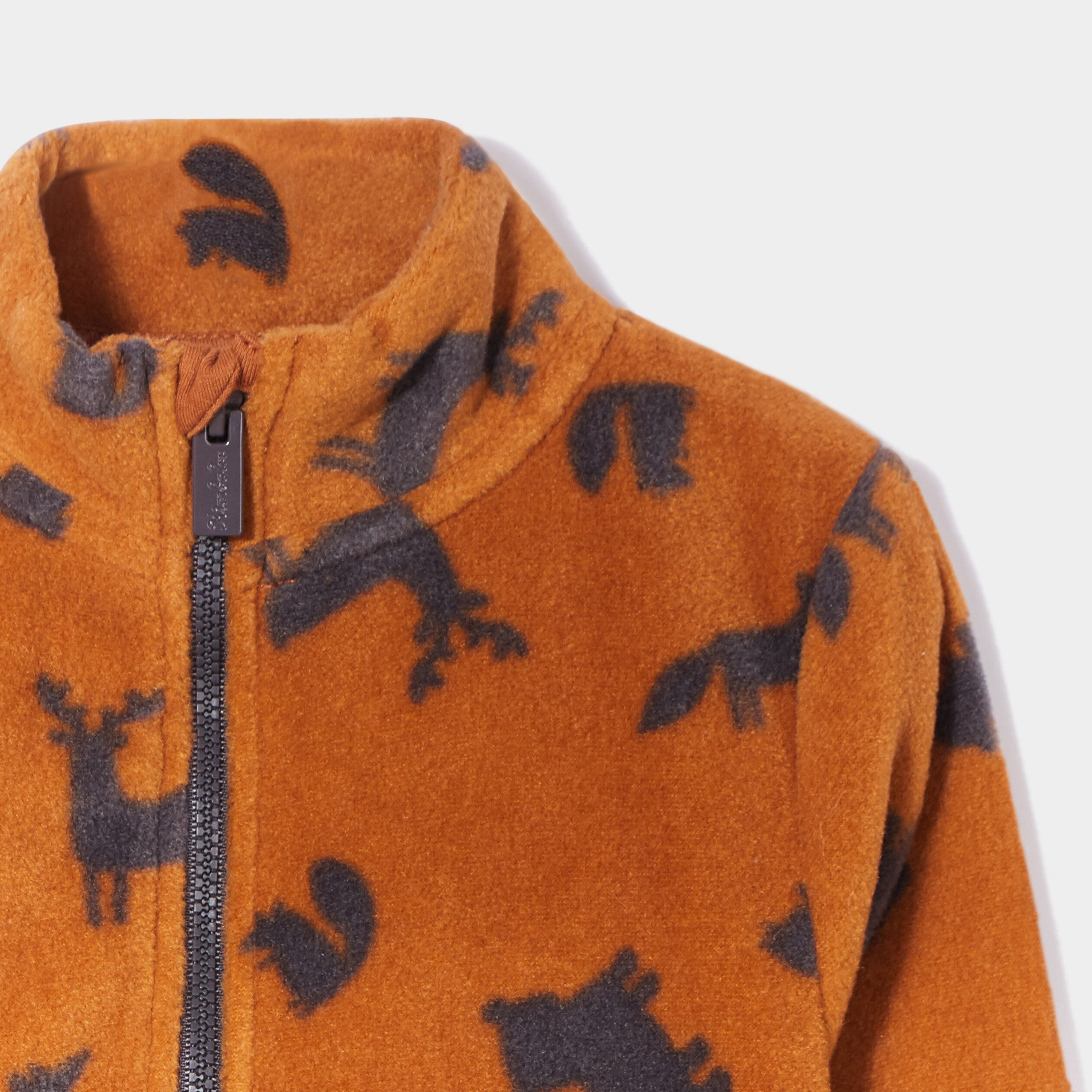 gilet polaire zippe col montant marron cognac bebeg Gilet polaire zippé col montant marron cognac bébé garçon