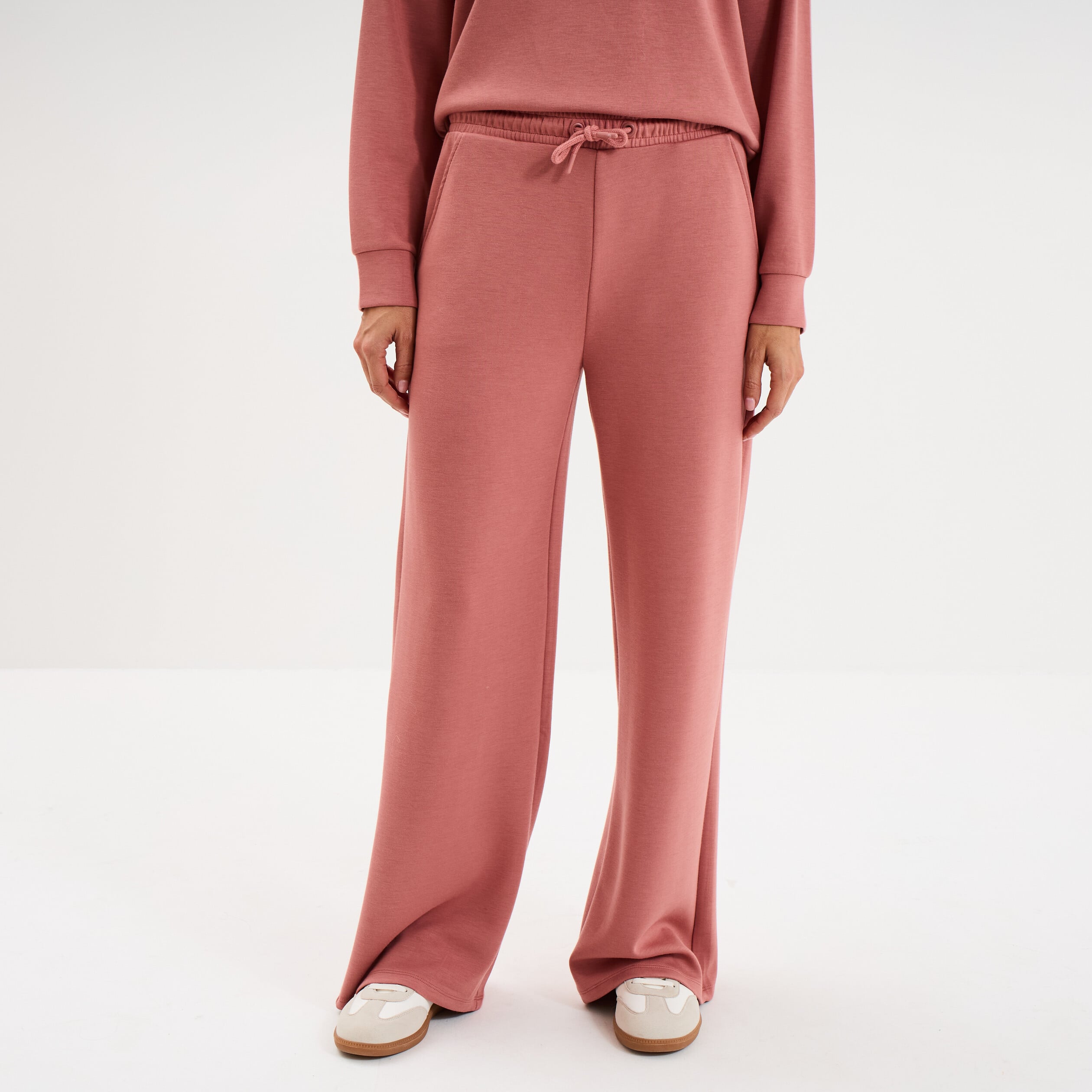 Pantalon de jogging large &eacute;lastiqu&eacute; vieux rose femme