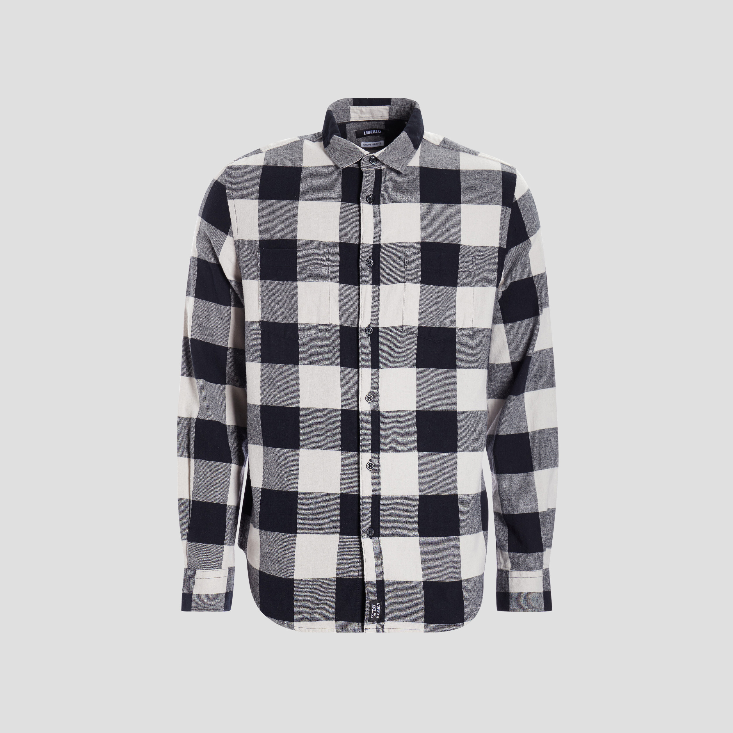 Chemise droite 2 poches manches longues ecru homme