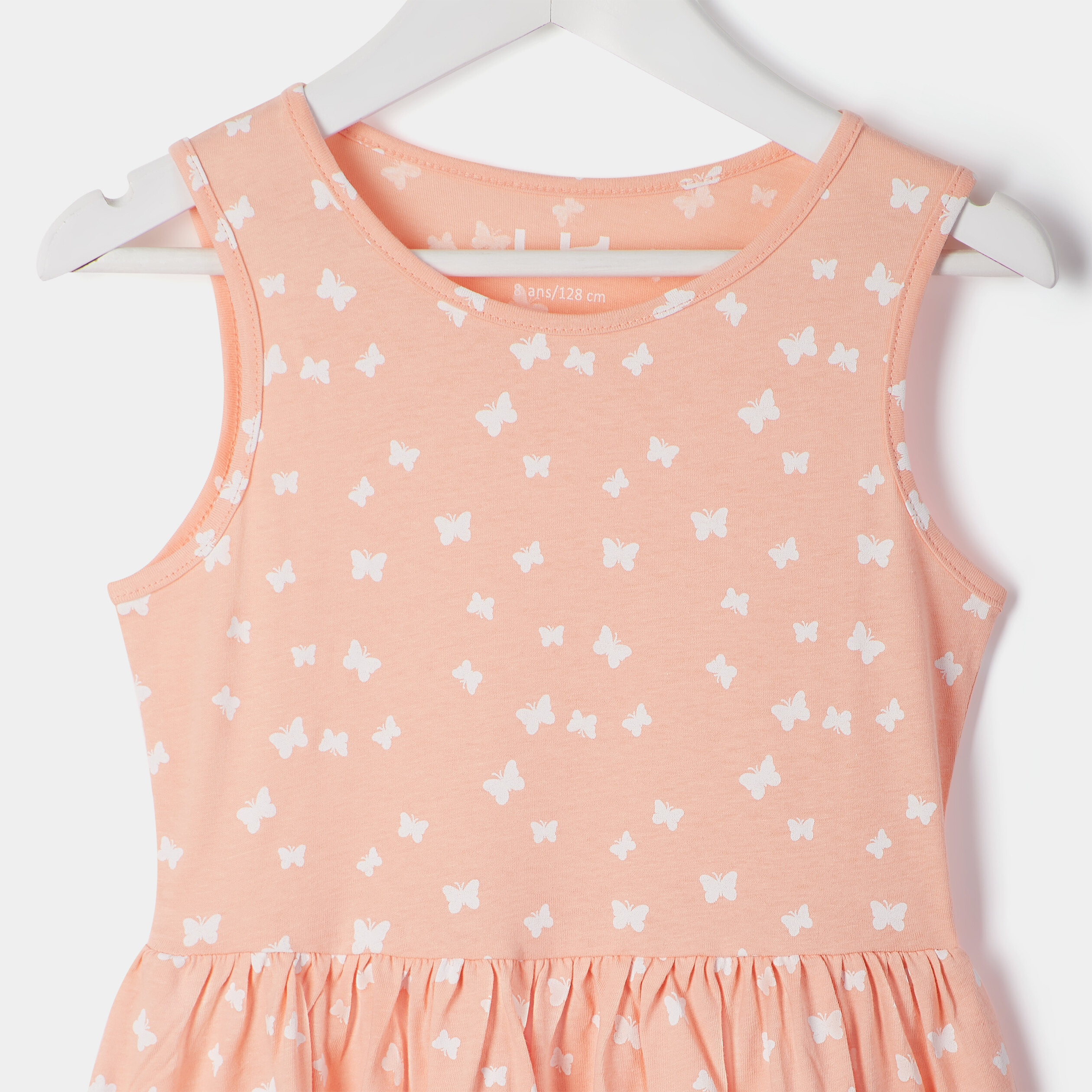 robe patineuse sans manches coton orange clair fille Robe patineuse sans manches coton orange clair fille