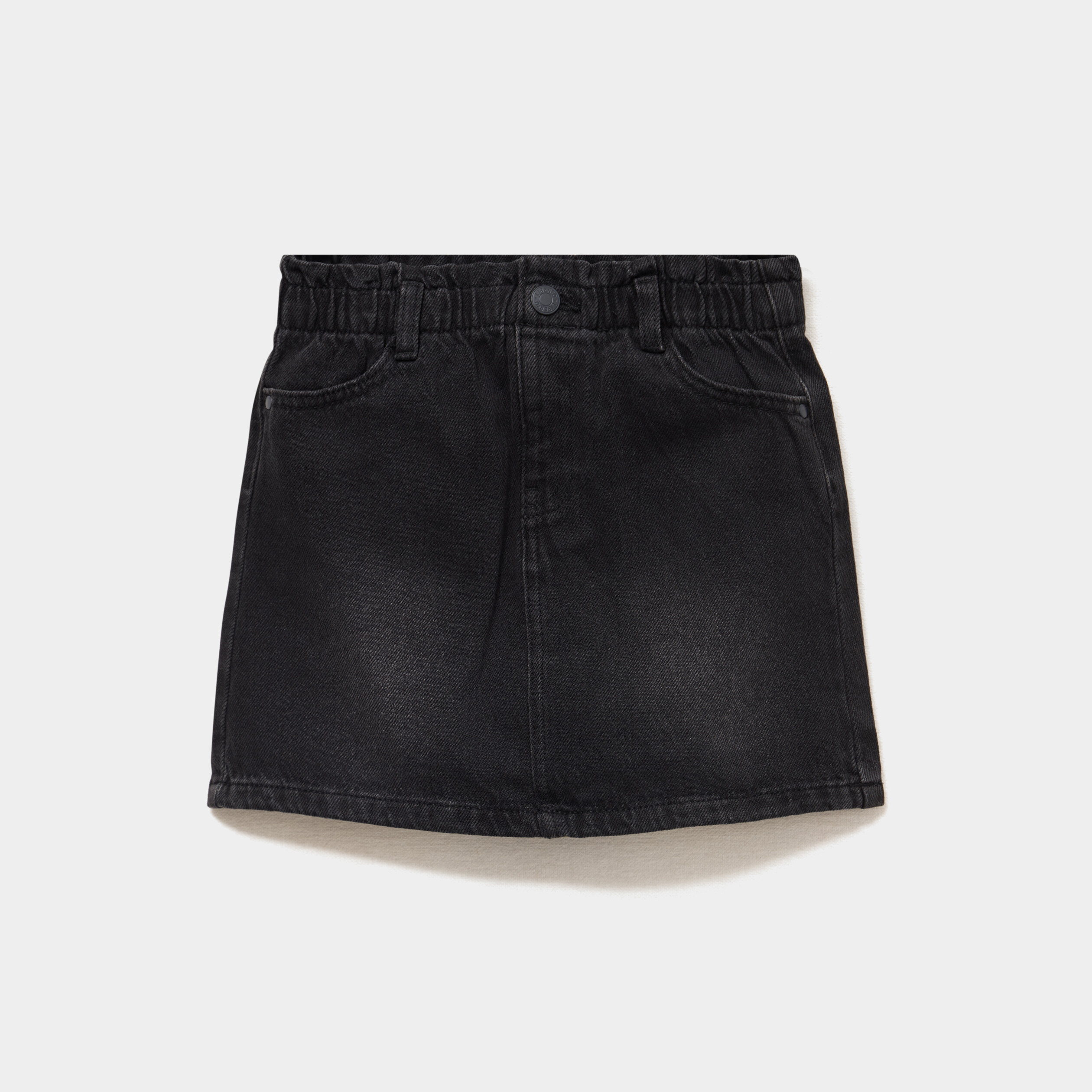 Jupe courte en jean taille &eacute;lastiqu&eacute;e denim noir fille